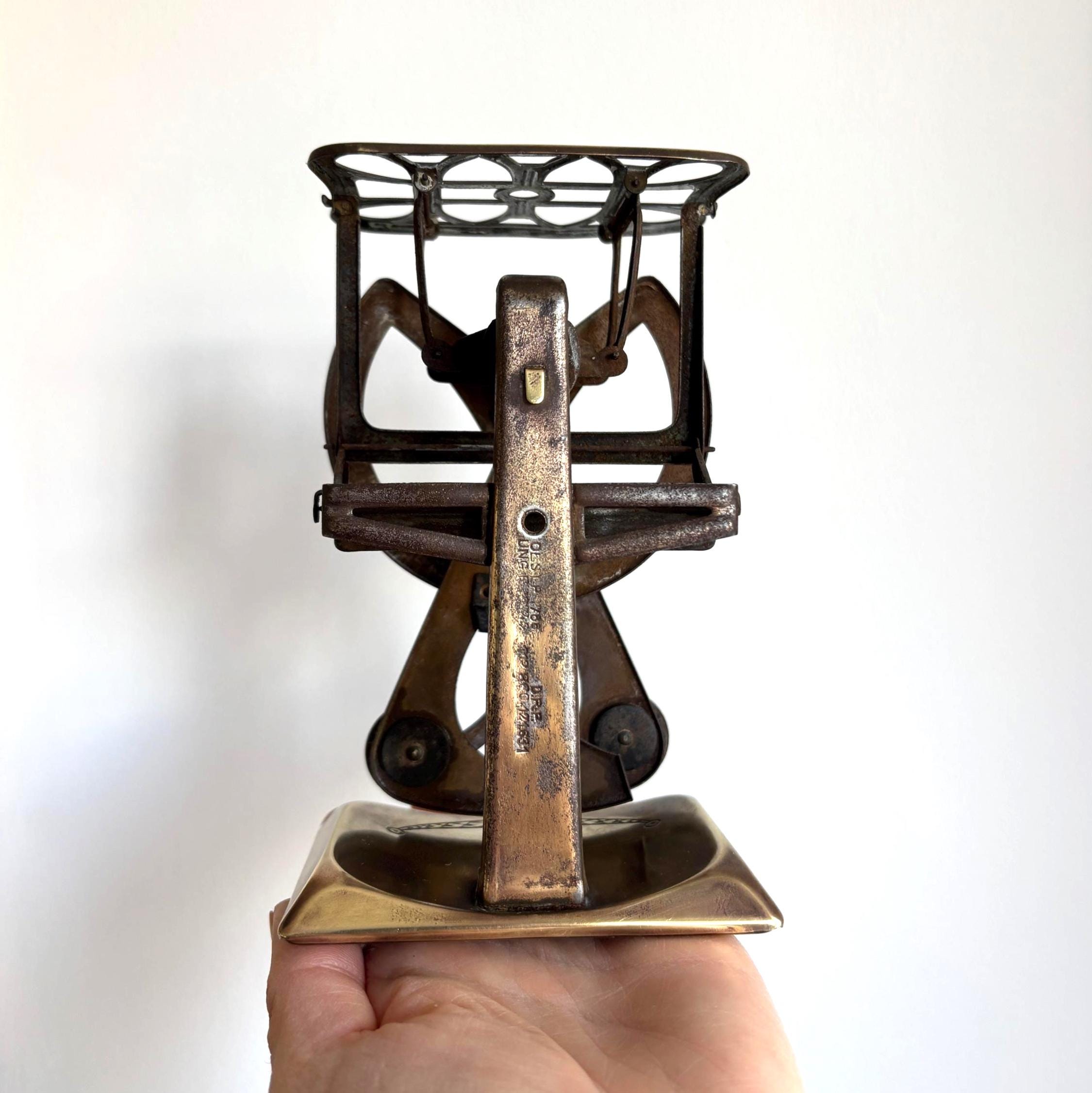 Antique Balduin Heller Art Nouveau Brass Letter Scale German DRP Postal Desk Collectible