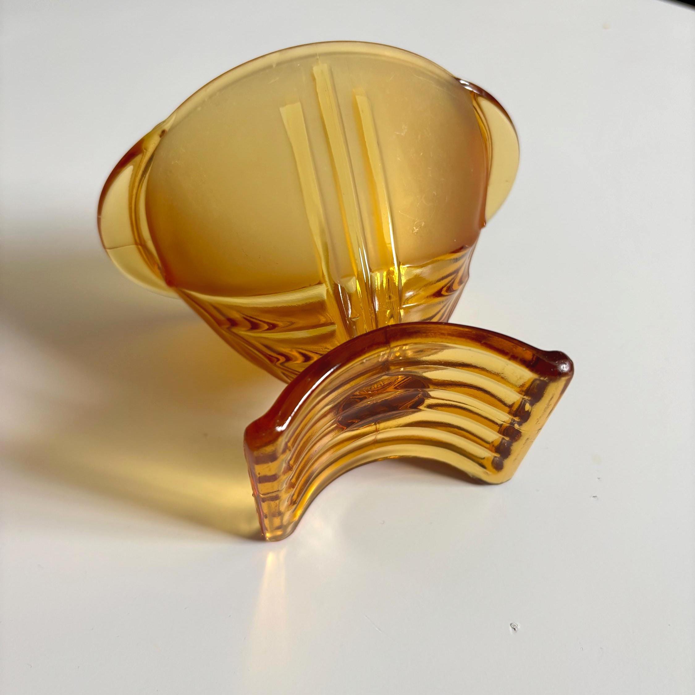 Vintage Amber Glass Bowls | Stölzle Hermanova Hut, Czech MCM Pair