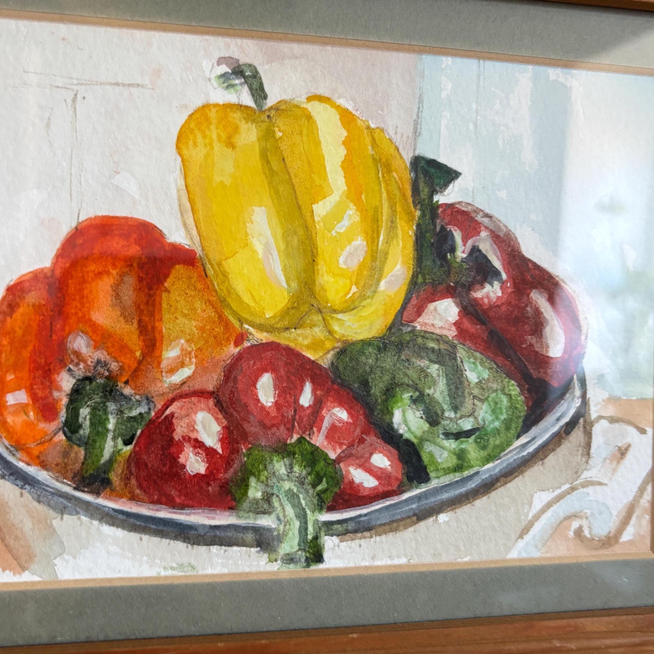 Bowl of Peppers | Original Watercolour by Sue Cranmer | Framed Kitchen Still Life Art