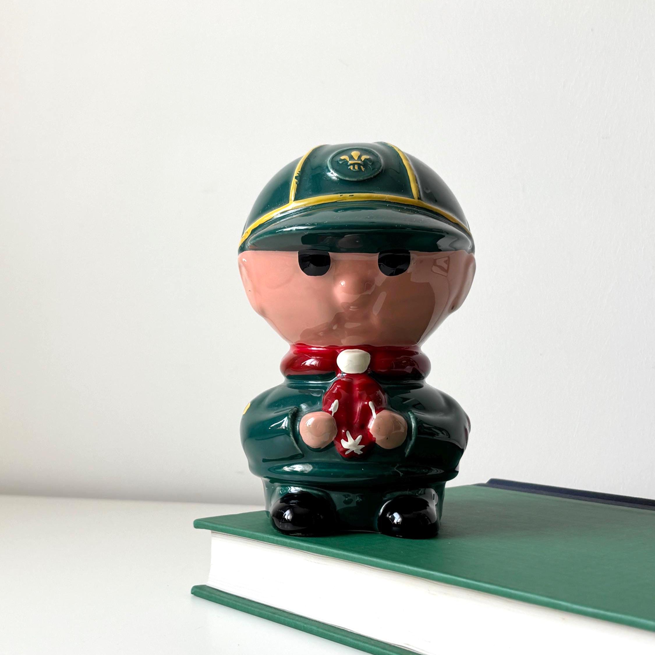 Vintage 1985 Hugh Taylor Scout Money Box Ceramic Piggy Bank Collectible Figure