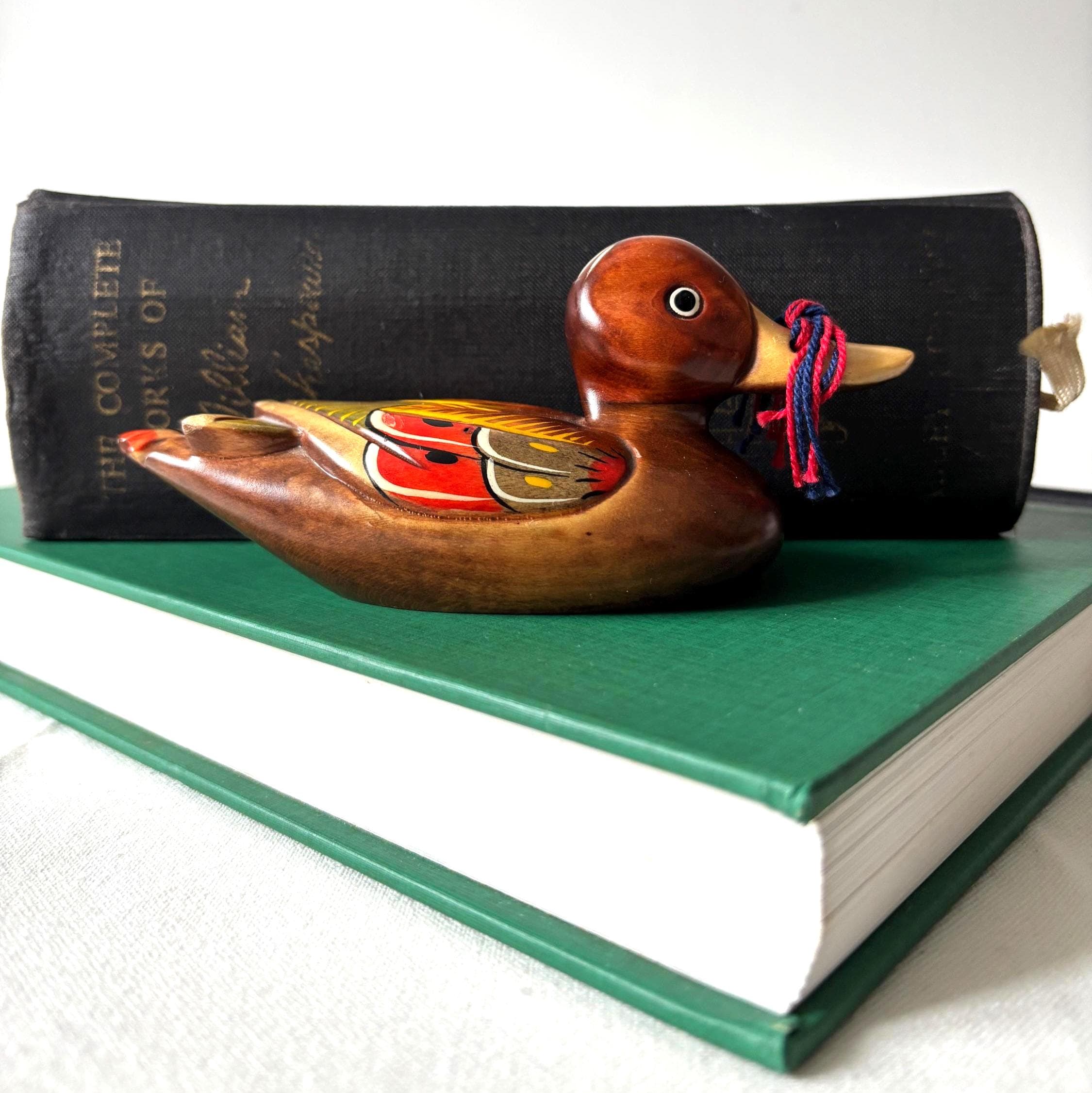 Traditional Korean Wedding Ducks Hand Carved Wooden Kireogi Pair Folk Art Anniversary Gift
