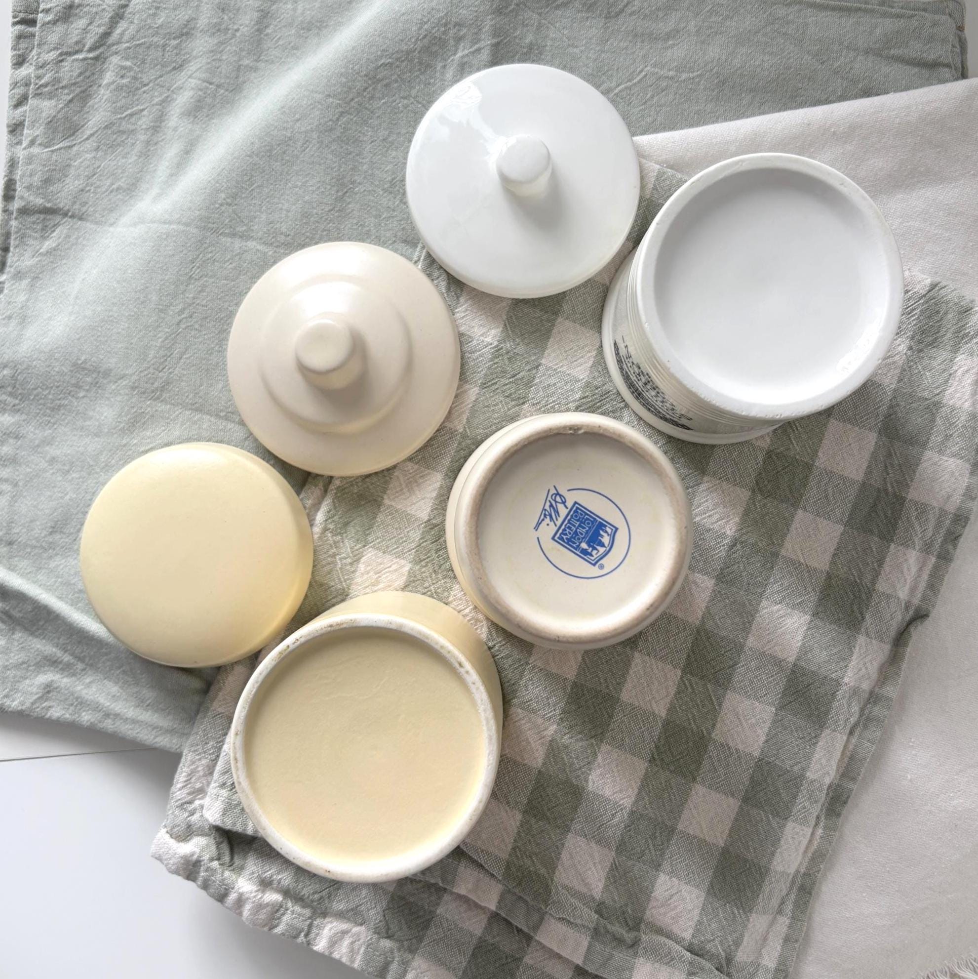 Vintage English Stilton Cheese Jars Set Farmhouse Pottery Kitchenalia Pantry Storage Decor