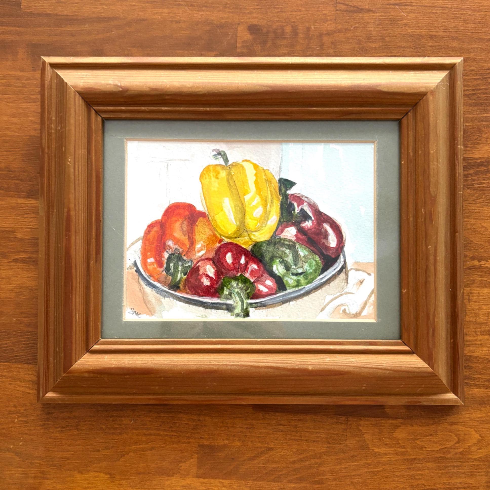 Bowl of Peppers | Original Watercolour by Sue Cranmer | Framed Kitchen Still Life Art