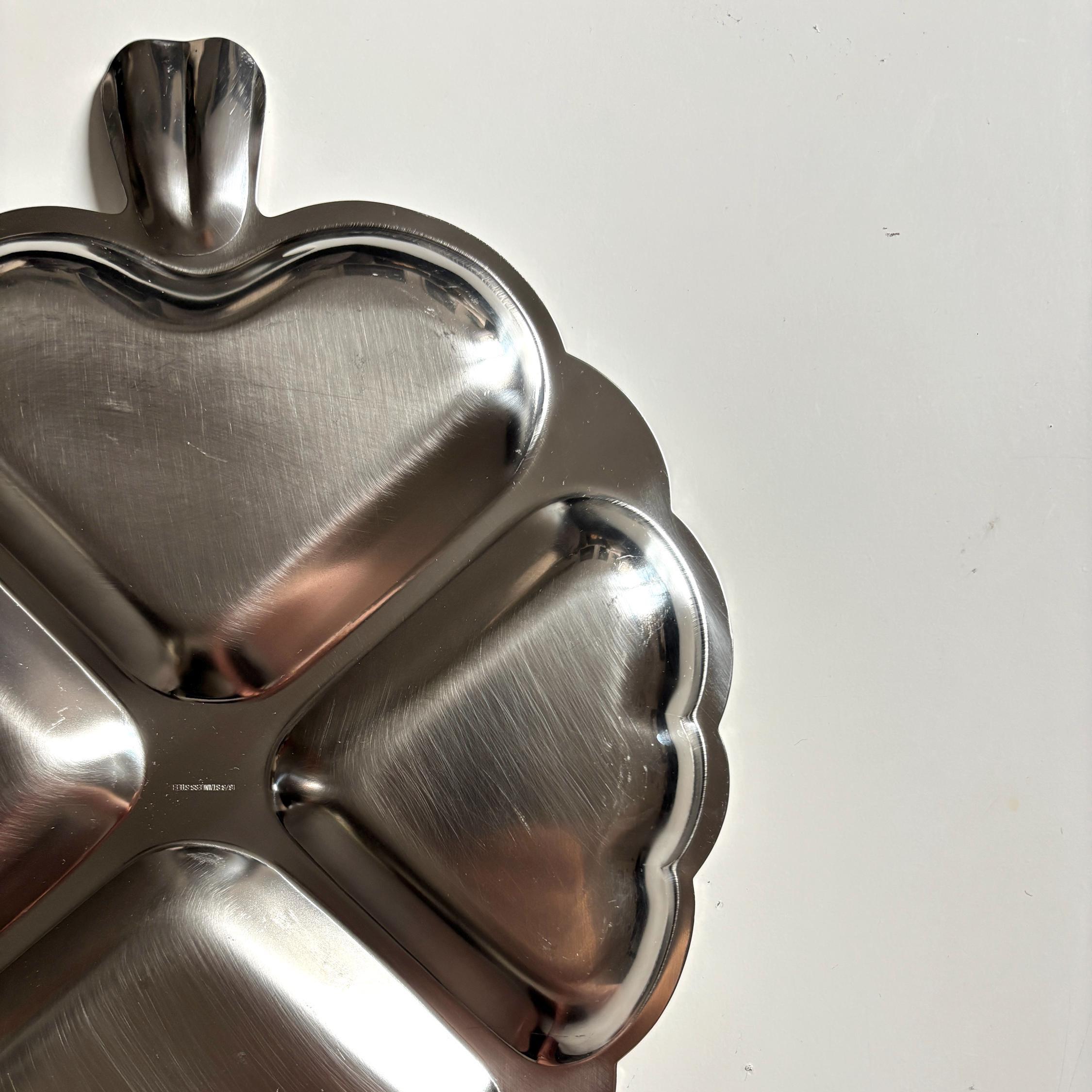 Vintage Leaf-Shaped Divided Serving Platter | 18/8 Stainless Steel | 4 Sections