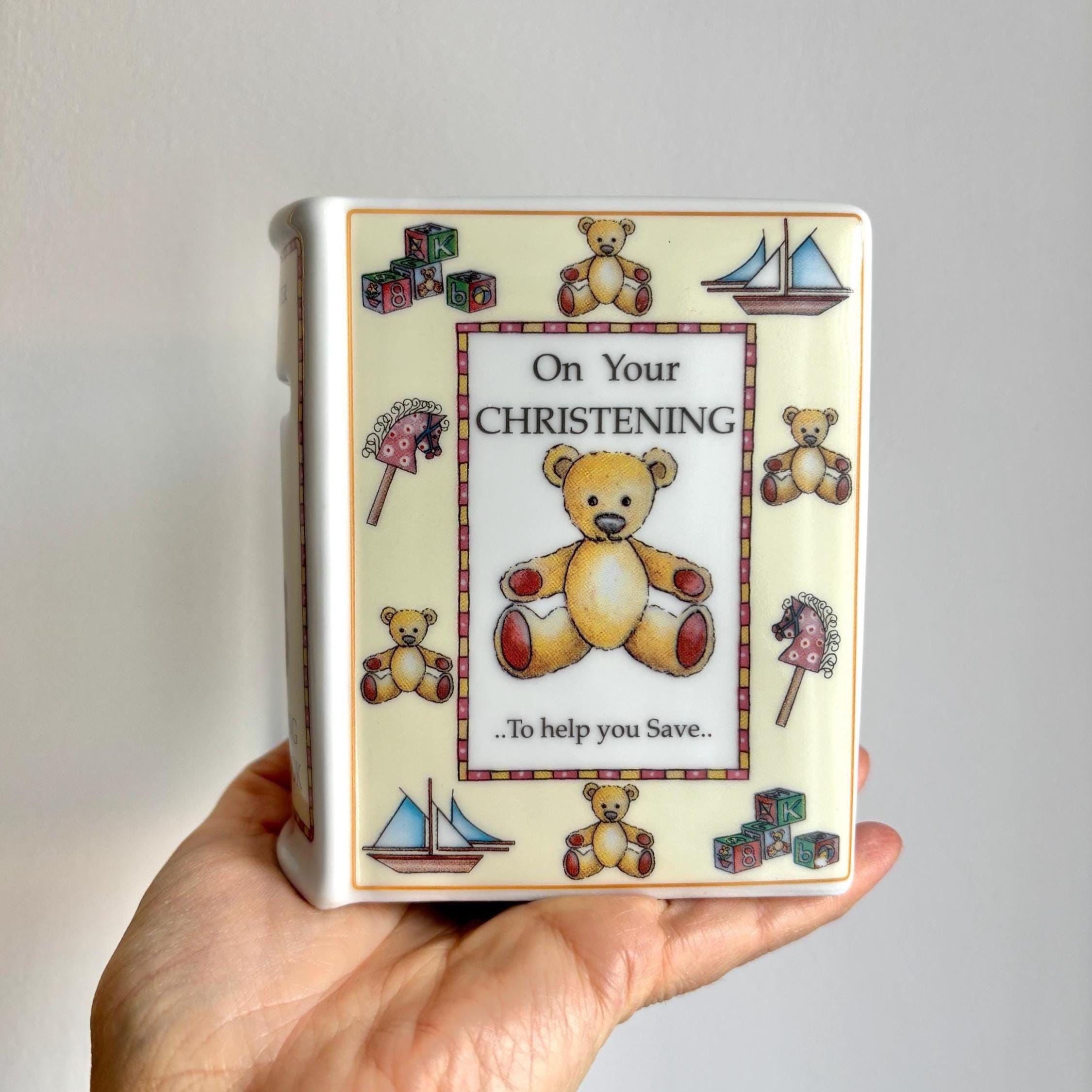 Vintage Royal Worcester Christening Savings Book | First Edition | Teddy Bear Design