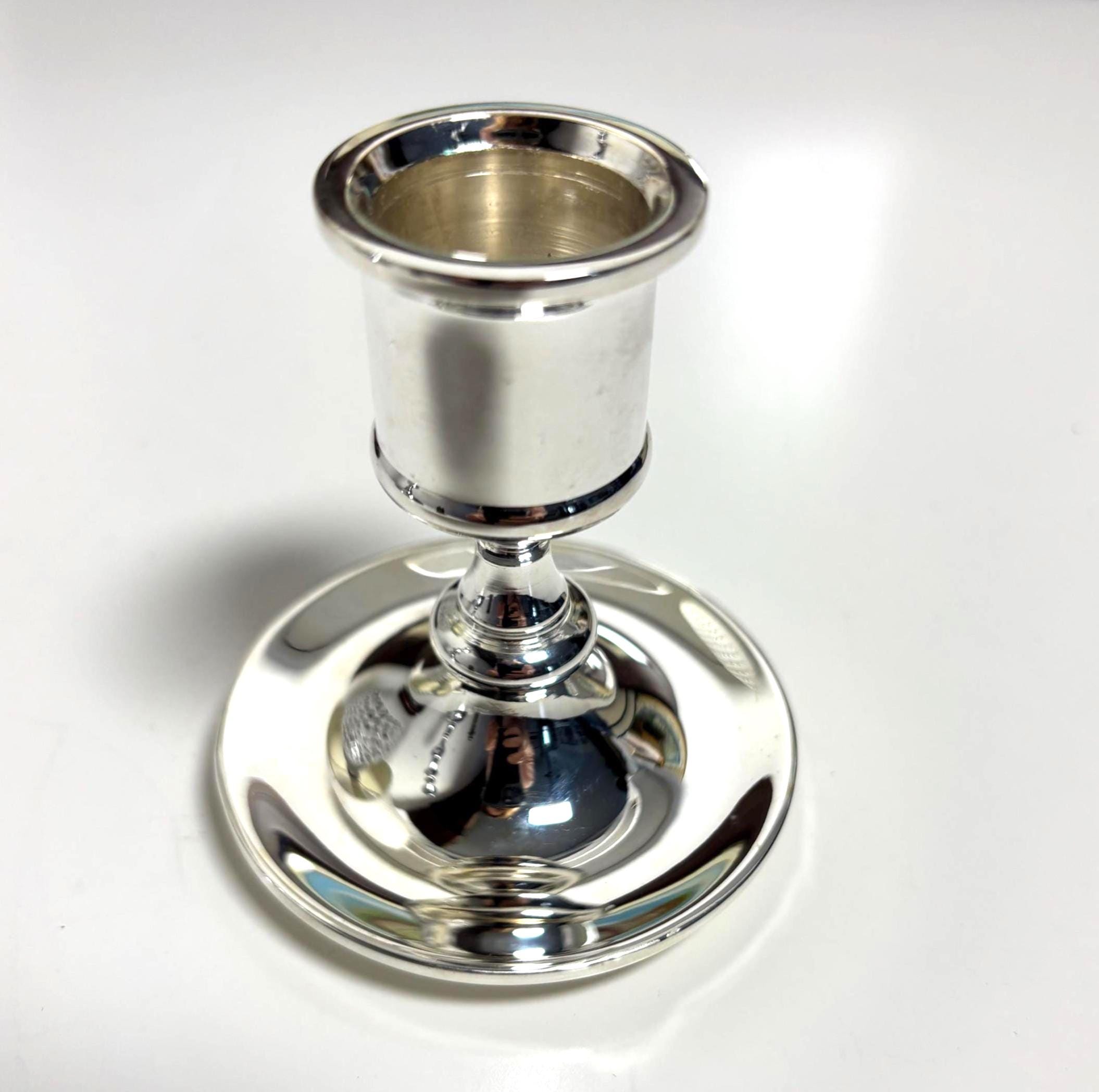Vintage Chrome Candlestick Holder, Silver Tone Taper Candle Stick, Minimalist Modern Decor