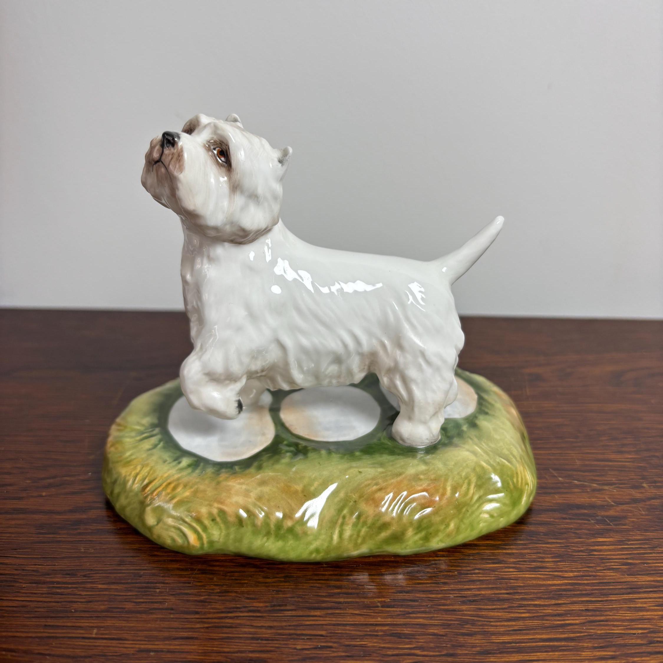 Vintage Royal Stratford West Highland Terrier Figurine Hand Painted Porcelain Dog Ornament Westie Collectible