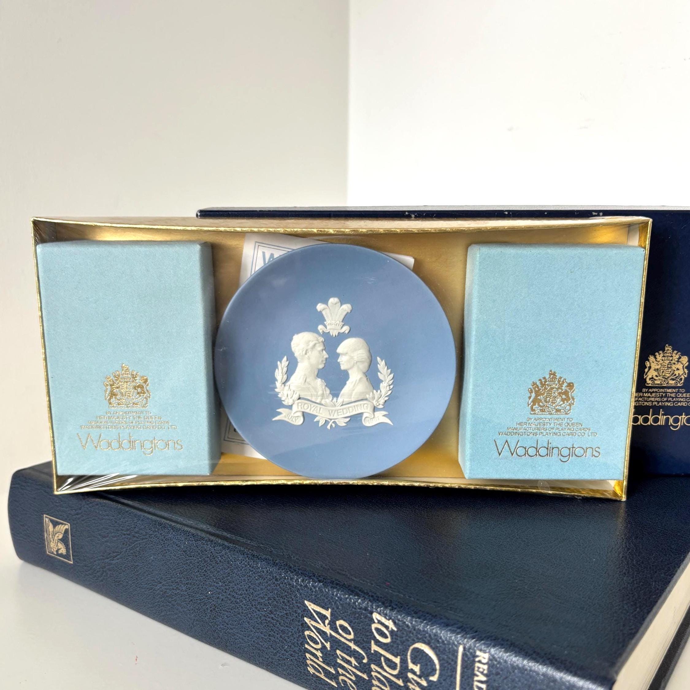 Vintage Wedgwood Jasperware Royal Wedding Card Set Waddingtons Playing Cards Boxed Charles Diana Gift