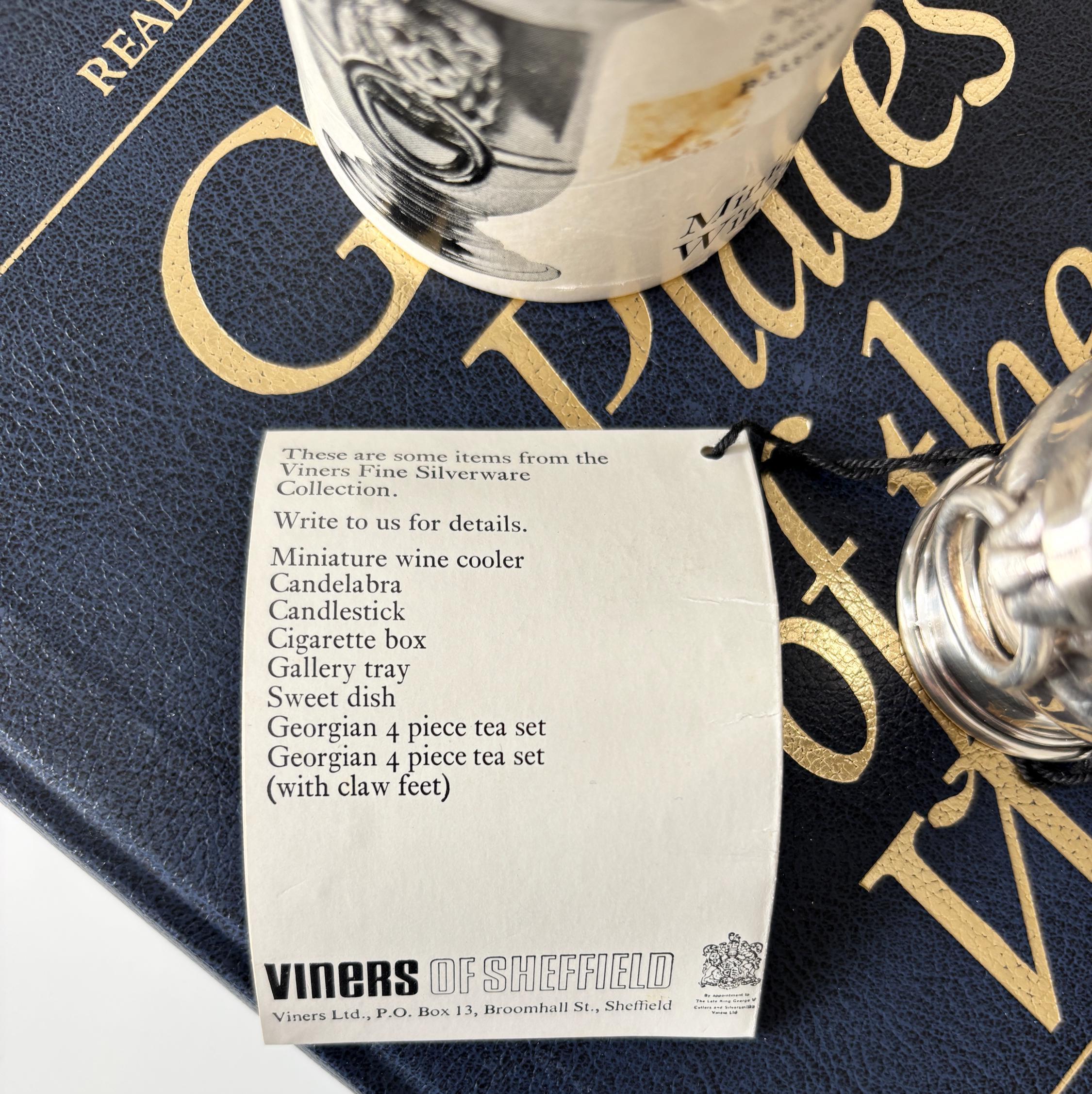 Vintage Viners Sheffield Miniature Wine Cooler Silver Plate Lion Match Holder with Original Box