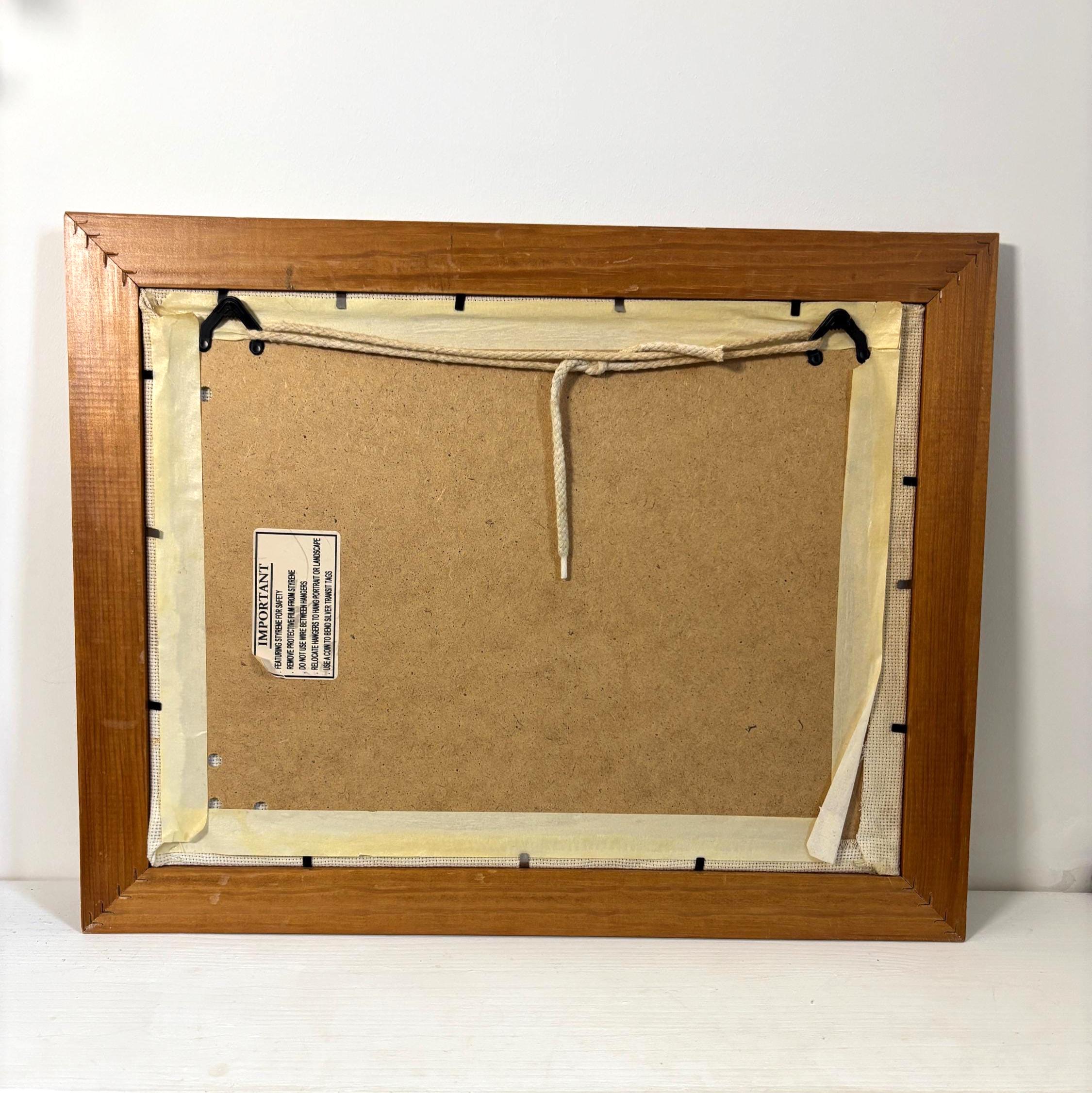 Vintage Framed Winnie the Pooh Cross Stitch Embroidery Nursery Wall Art Piglet Boat Scene