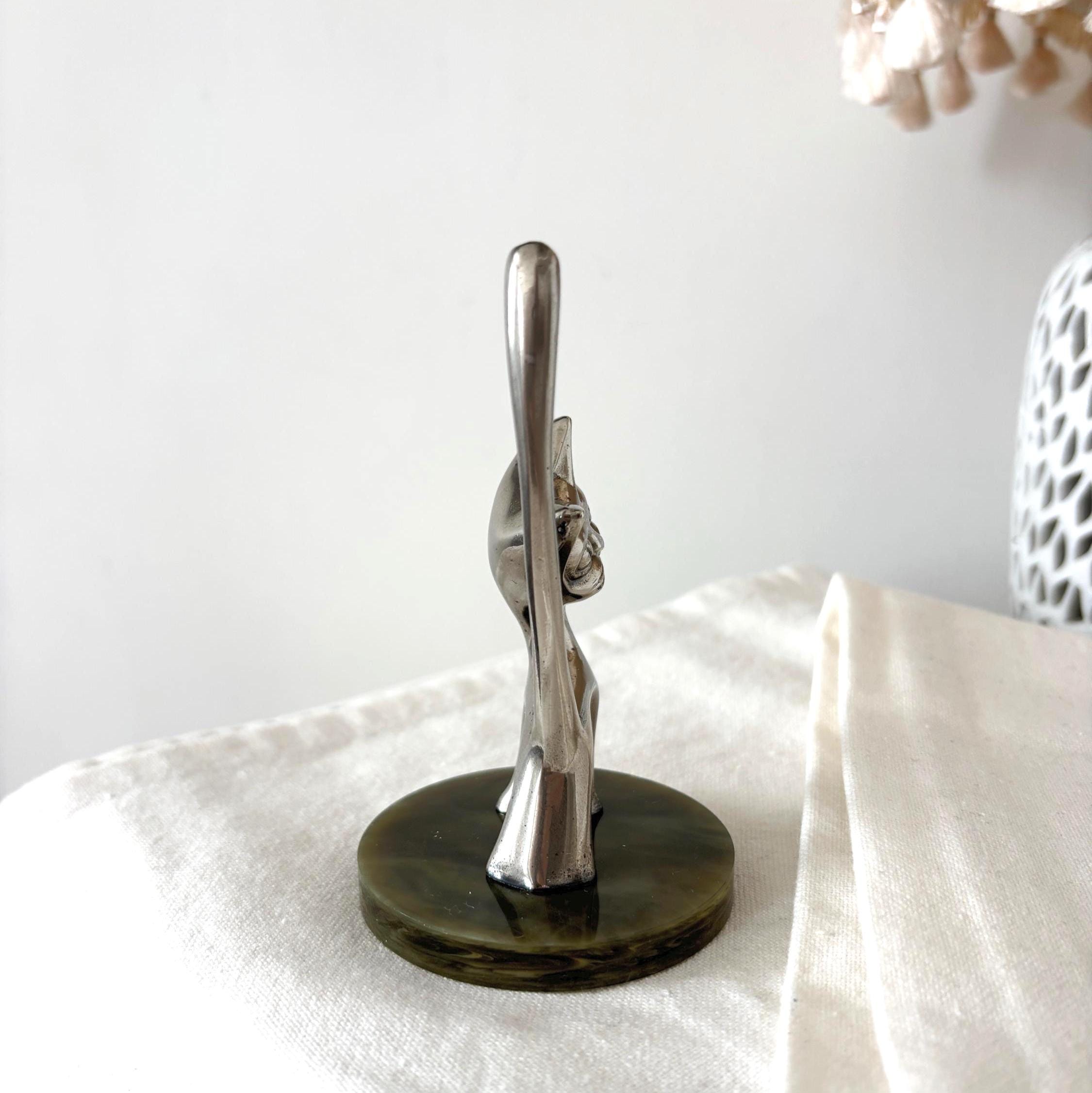Vintage Silver Plated Cat Ring Holder Made In England Seba Jewellery Stand