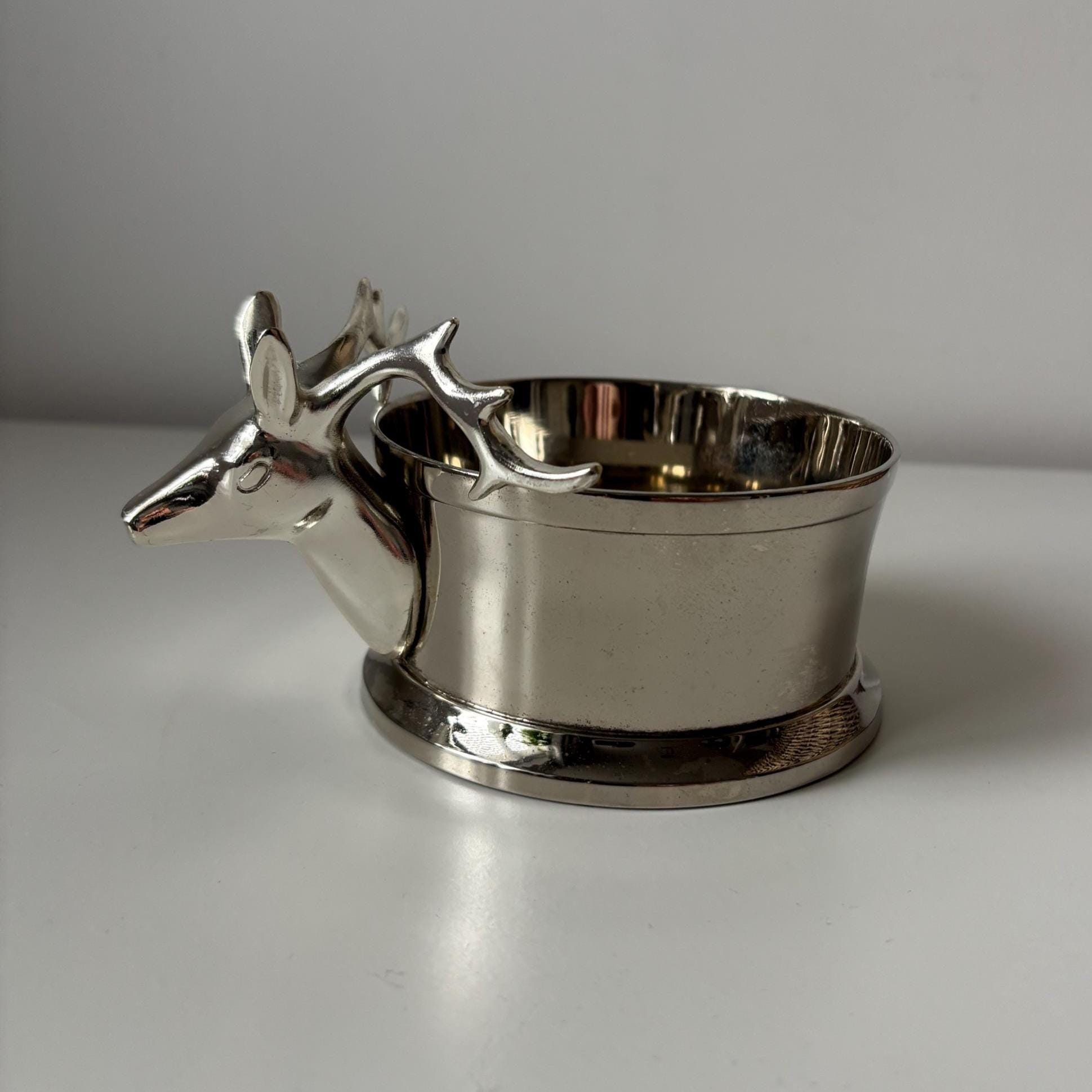 Vintage Silver Plated Stag Wine Coaster – Rustic Barware