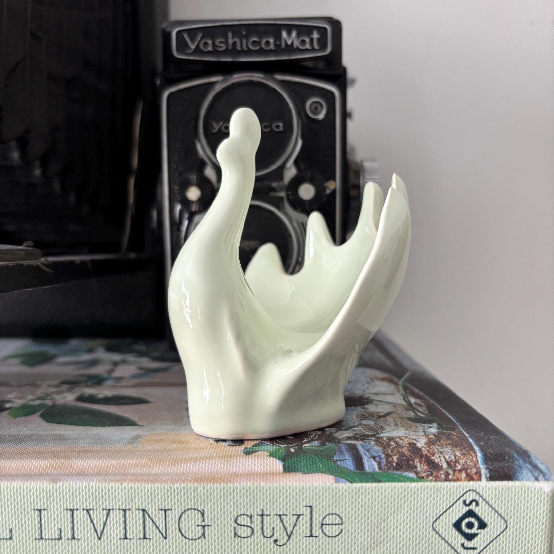 Vintage Sage Green Ceramic Peacock Holder Mid Century Bird Planter Decorative Ornament
