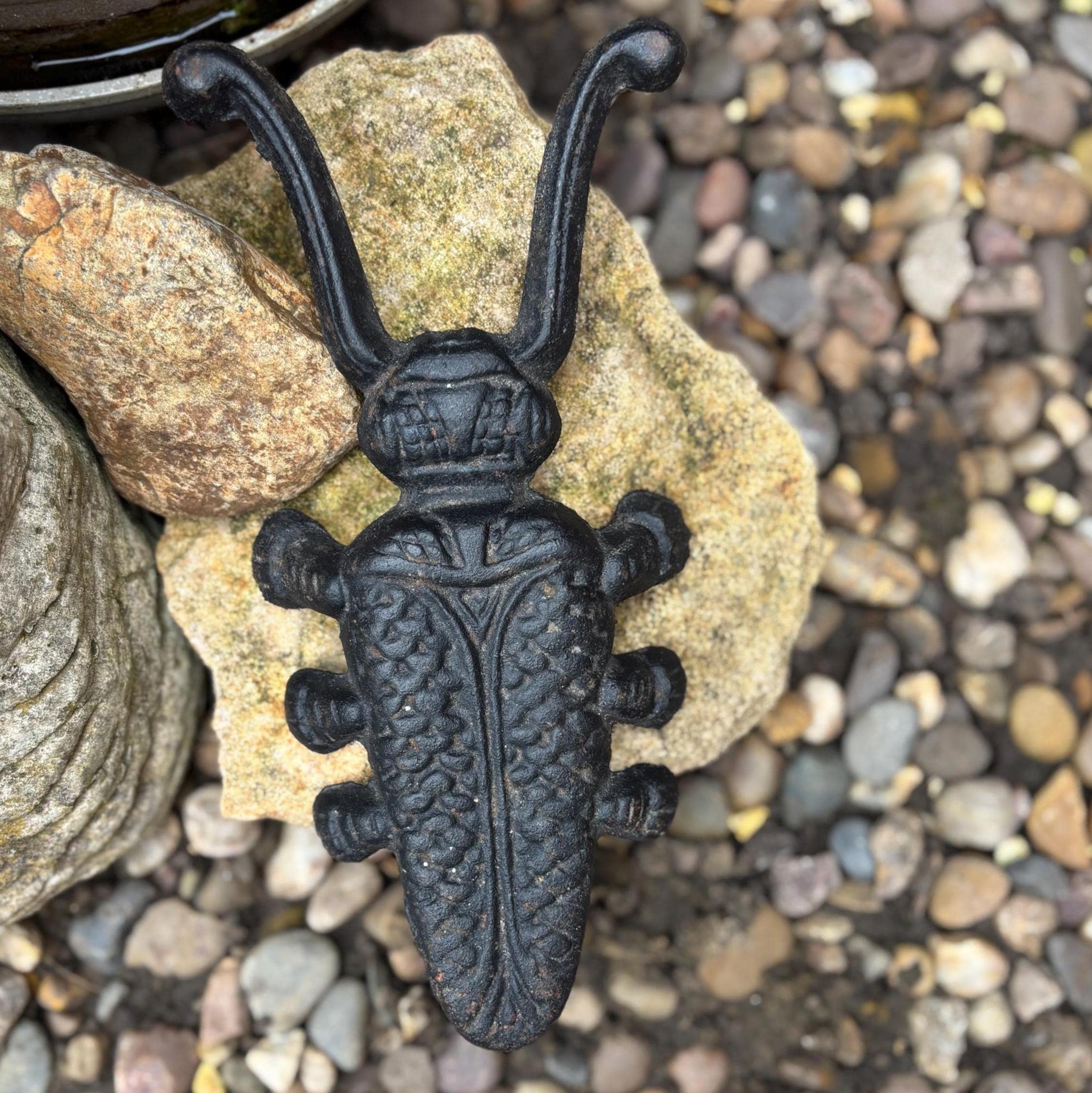 Vintage Cast Iron Beetle Boot Jack Rustic Garden Decor Doorstop Farmhouse Style