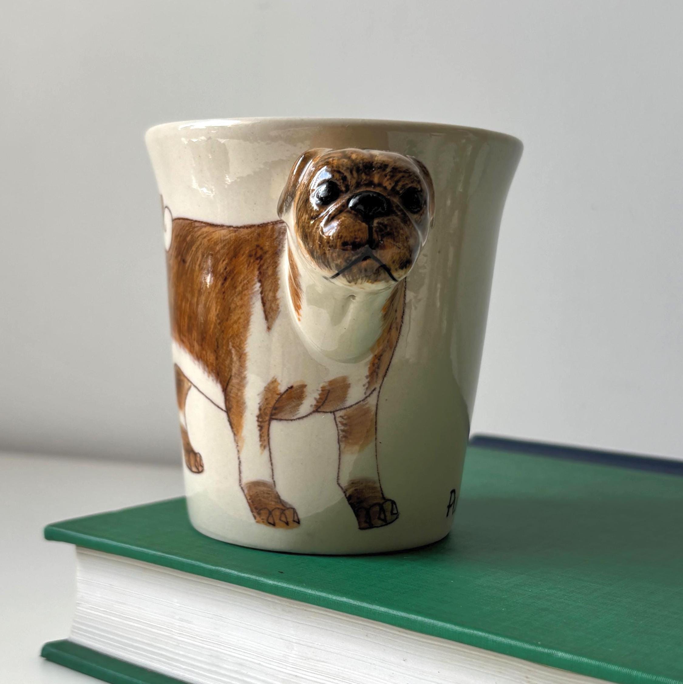 Hand Painted Pug Dog Mug Ceramic Pottery Novelty Cup England Gift