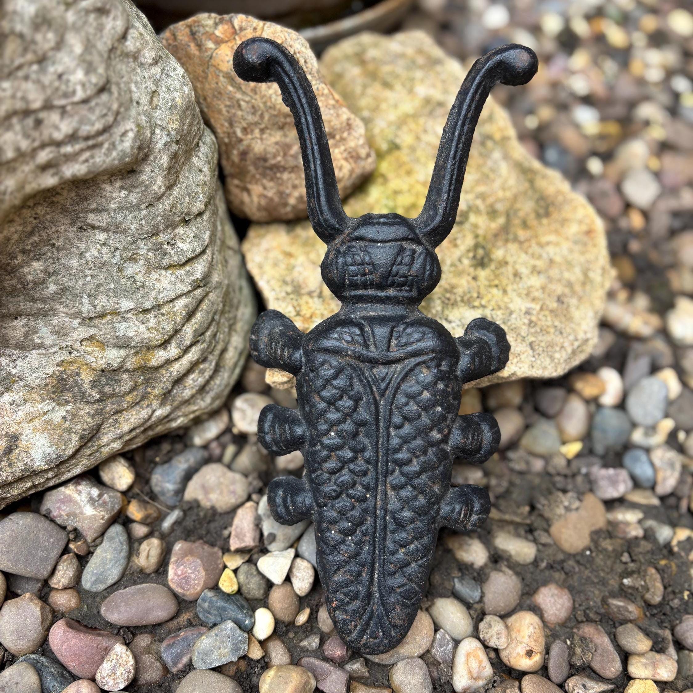 Vintage Cast Iron Beetle Boot Jack Rustic Garden Decor Doorstop Farmhouse Style
