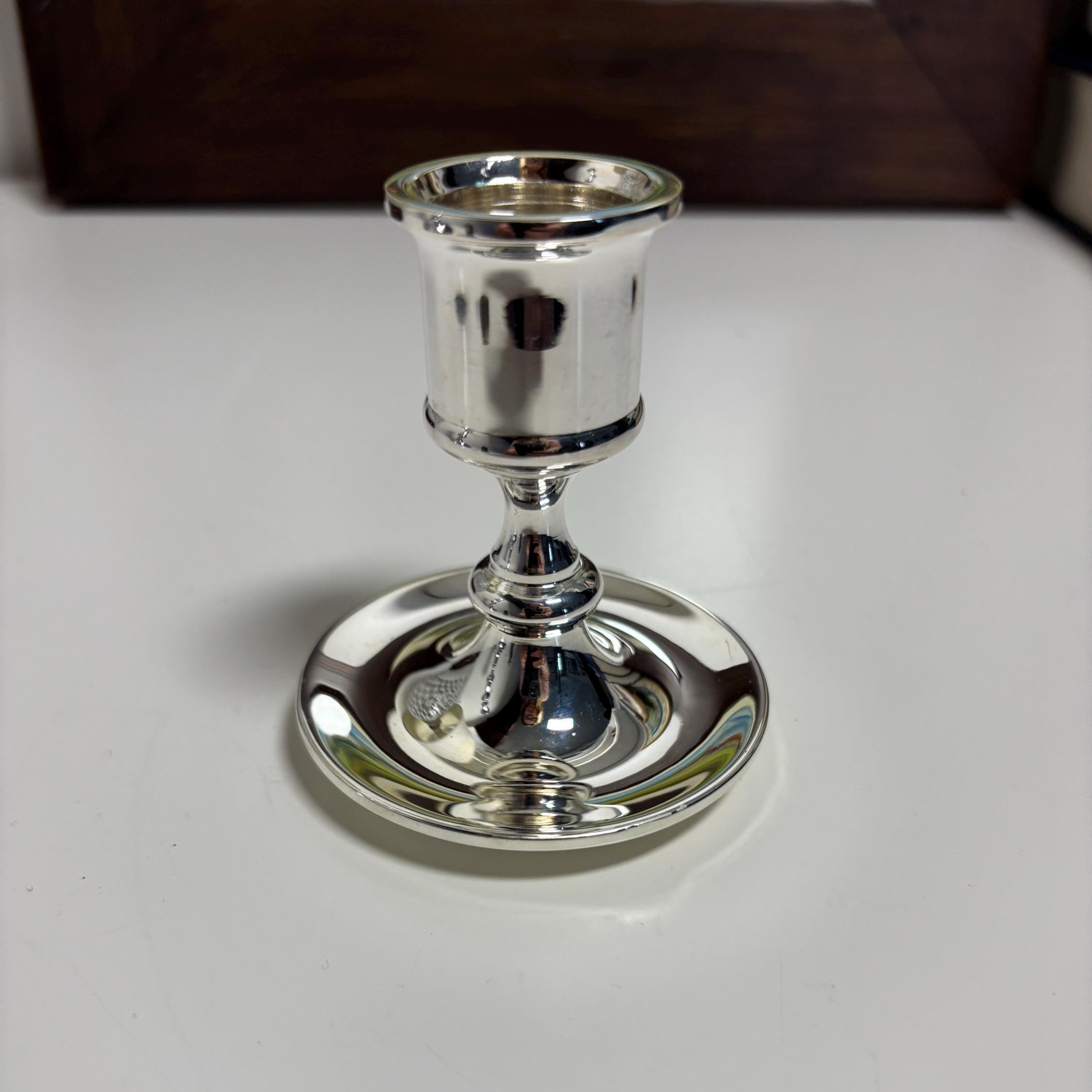 Vintage Chrome Candlestick Holder, Silver Tone Taper Candle Stick, Minimalist Modern Decor
