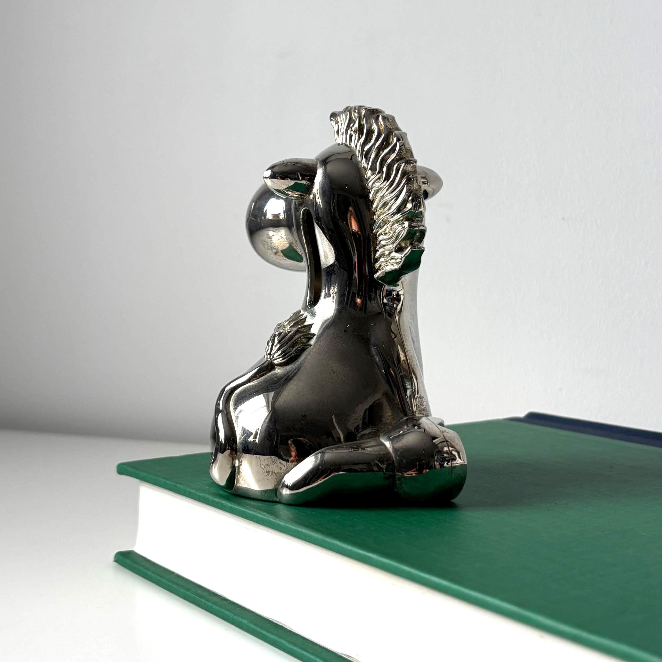 Vintage Silver Plated Horse Money Box Novelty Piggy Bank Animal Savings Ornament