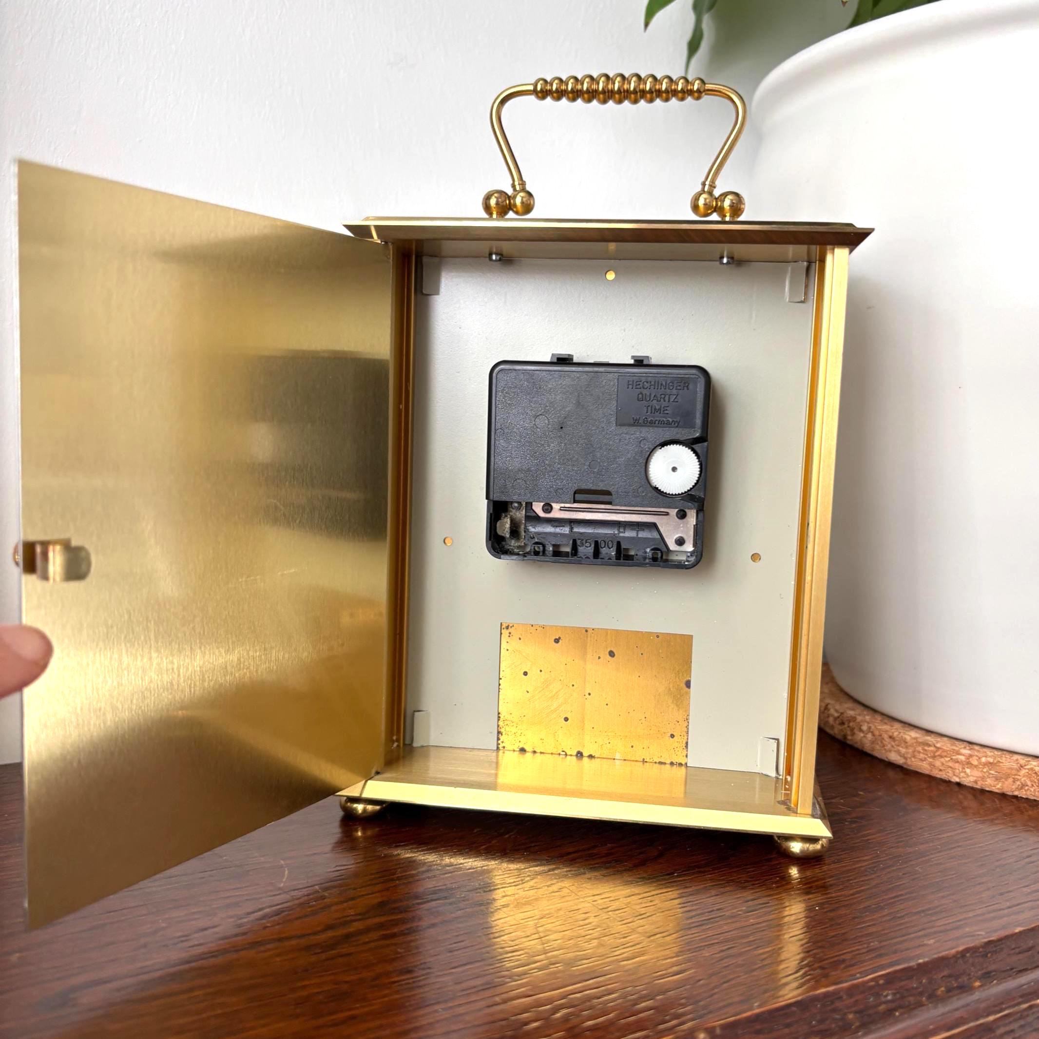Vintage Brass Carriage Clock Minster Quartz Desk Mantel Clock Made Germany Working