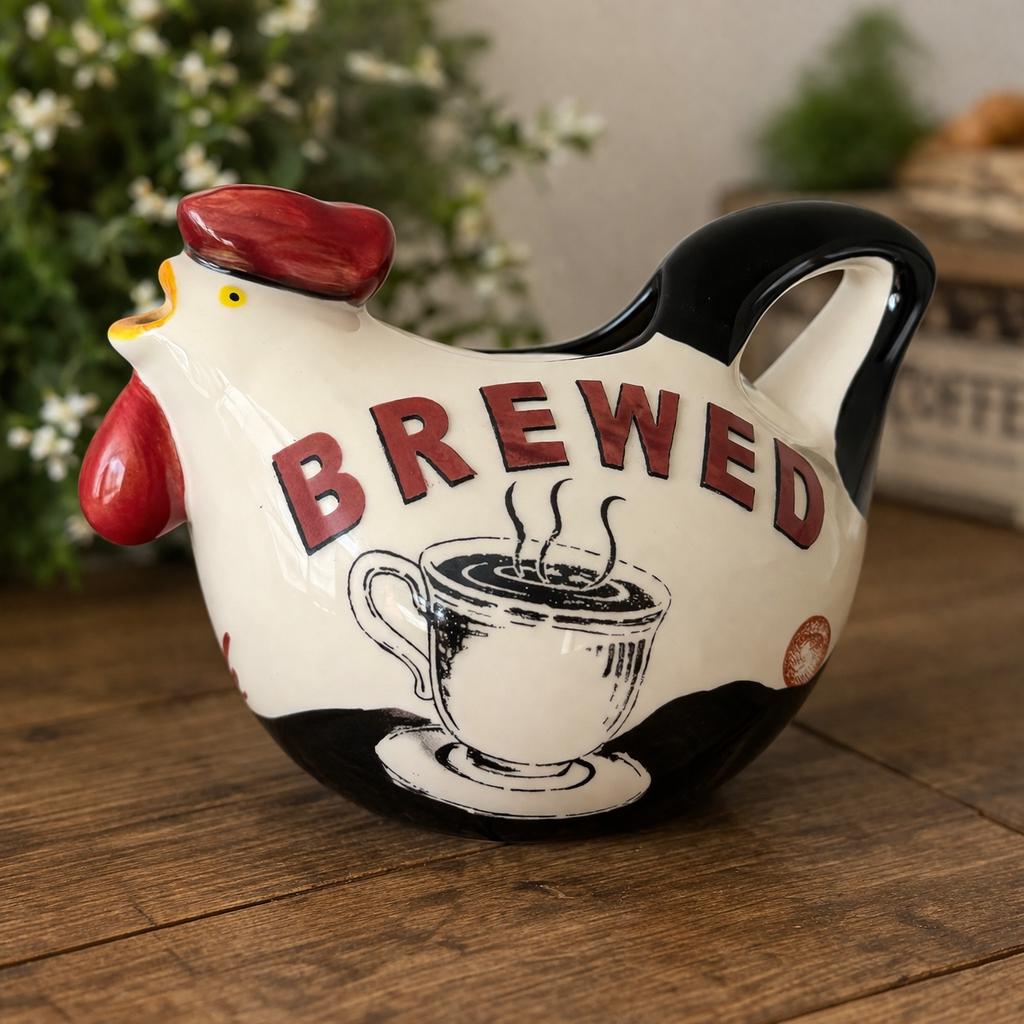 Vintage Chicken Creamer Jug Cafe Nostalgia Hand Painted Farmhouse Kitchen Decor Gift