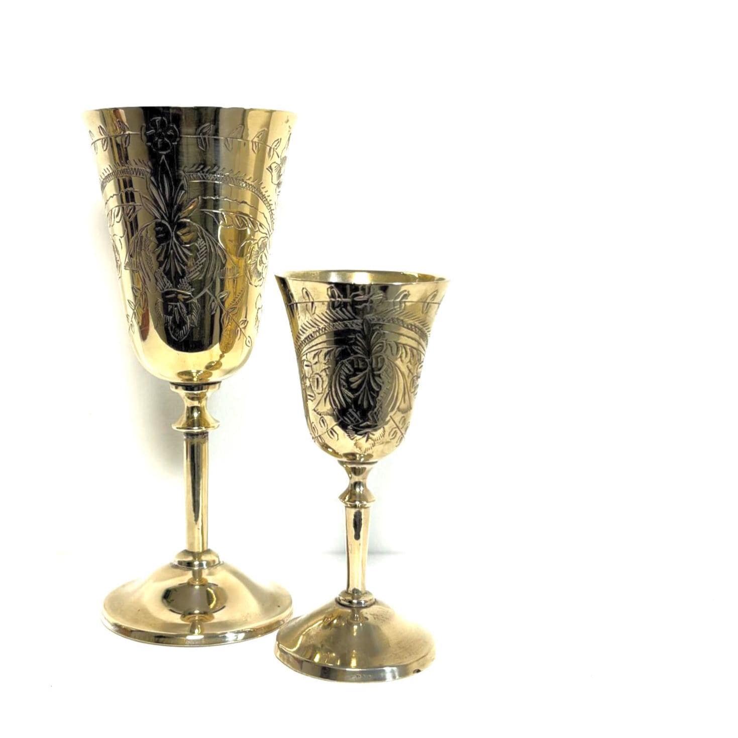 Vintage EPNS Engraved Goblet Pair Silver Plated Chalice Set Decorative Barware Cups