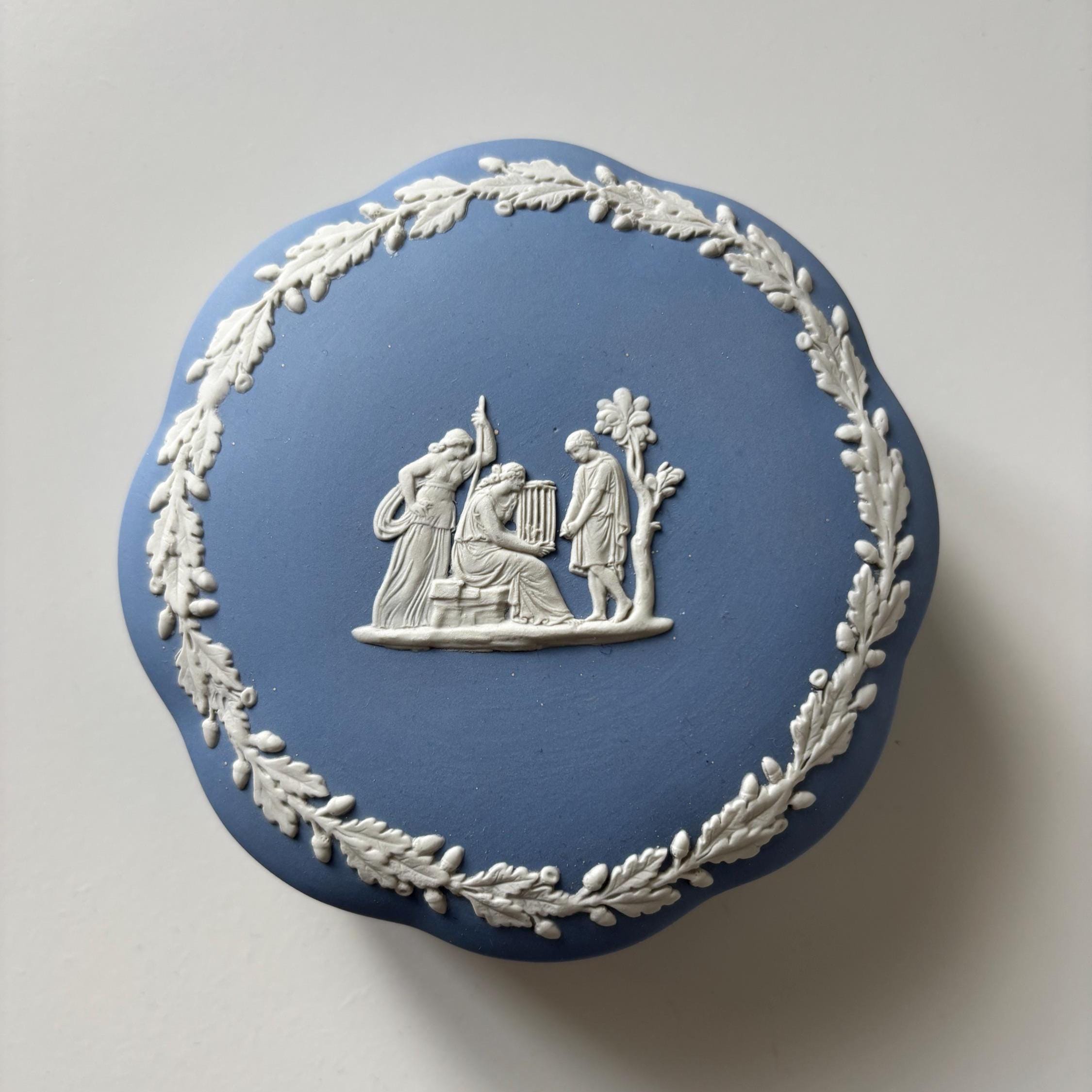 Wedgwood Jasperware Blue Trinket Box Vintage Jewellery Box Made in England