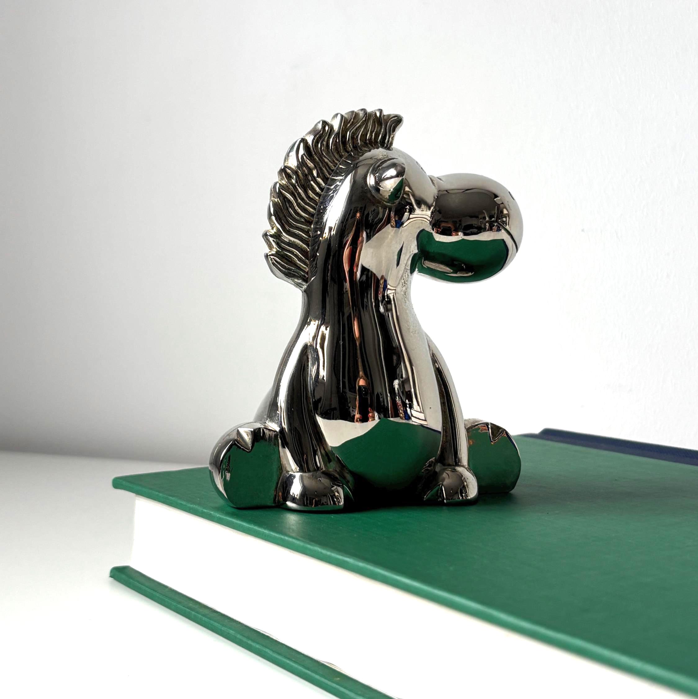 Vintage Silver Plated Horse Money Box Novelty Piggy Bank Animal Savings Ornament
