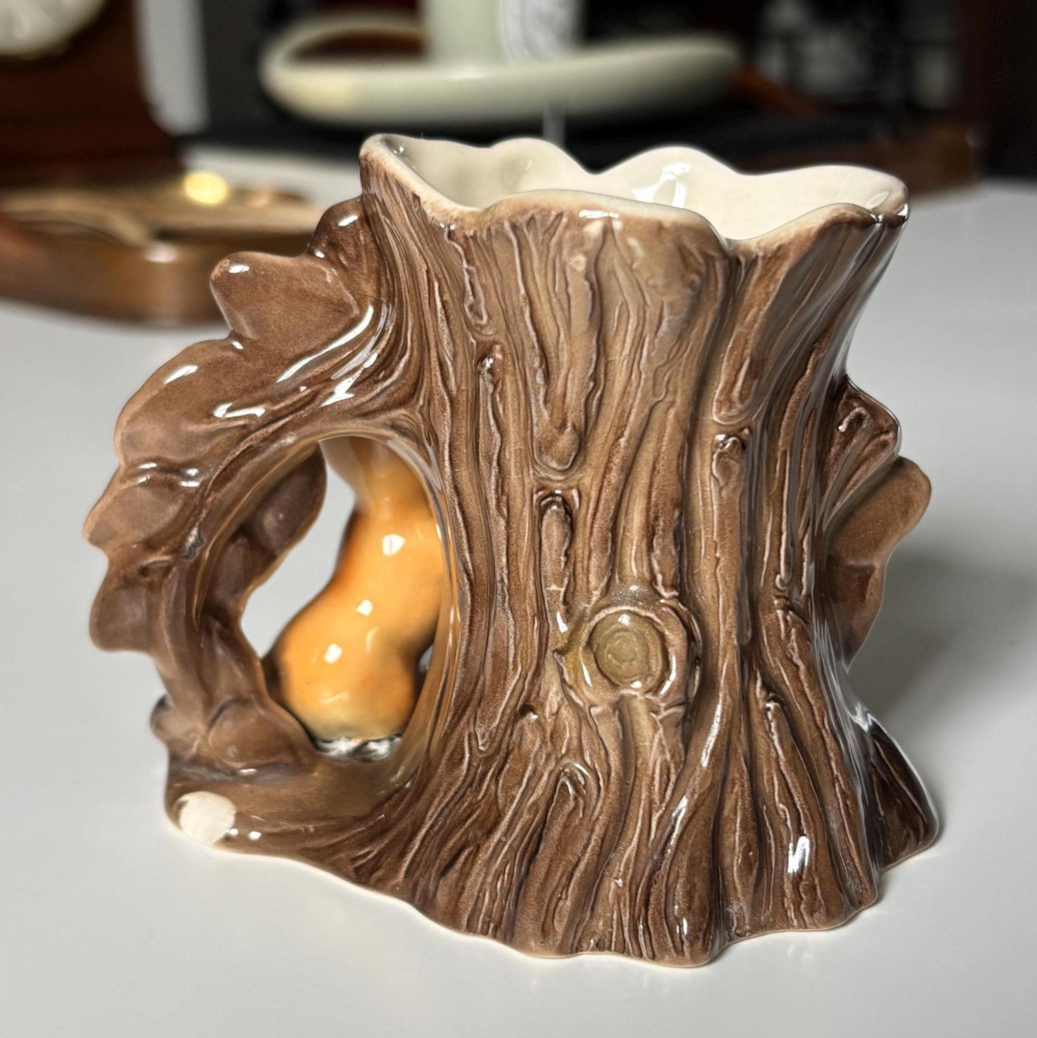 Vintage Hornsea Pottery Fauna Woodland Rabbit Vase Planter – Bunny Tree Stump Posy Holder