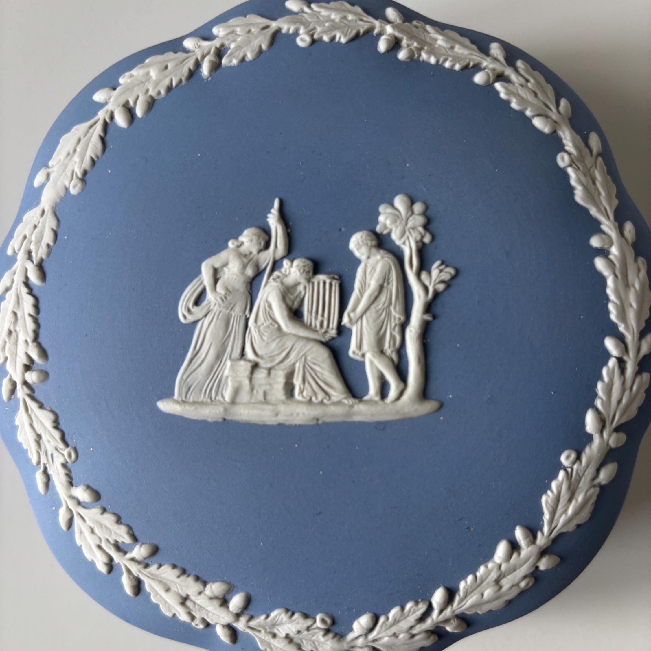 Wedgwood Jasperware Blue Trinket Box Vintage Jewellery Box Made in England