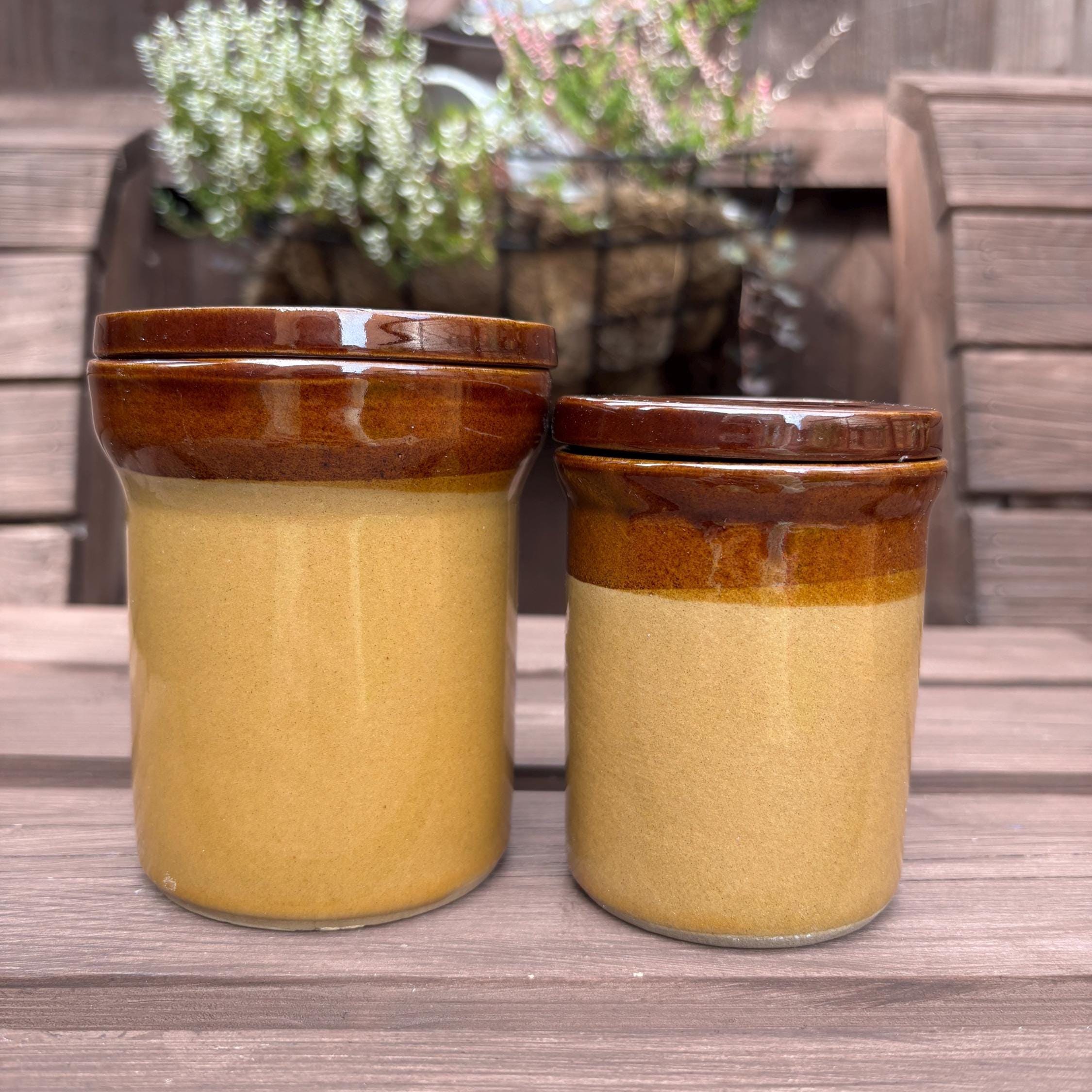 Vintage Parsons Stoneware Kitchen Canister | England, Brown Glazed Crock