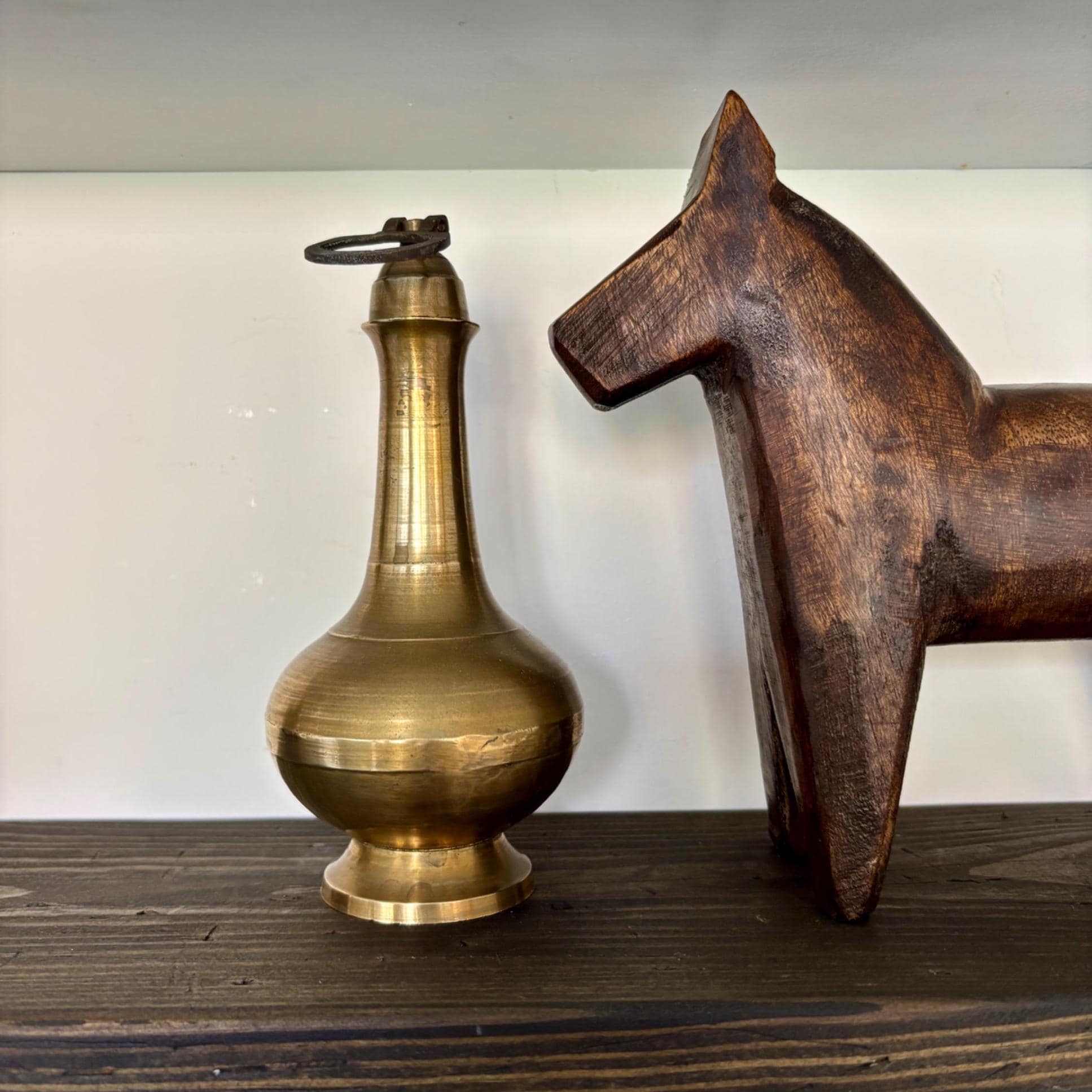 Vintage Brass Hindu Kamandal: Holy Water Pot, Gangajal Bottle