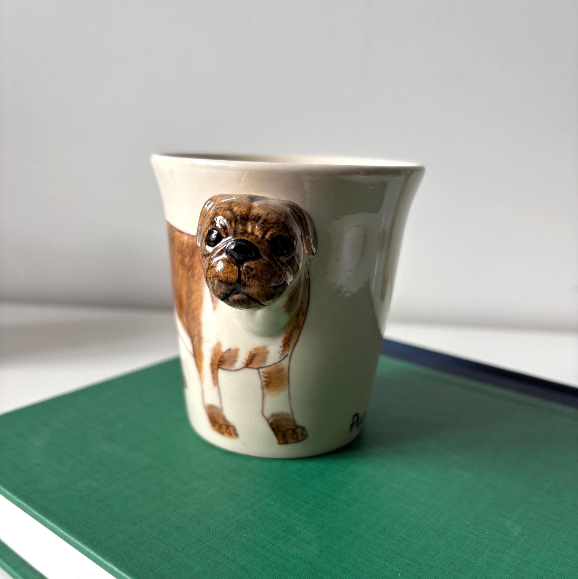 Hand Painted Pug Dog Mug Ceramic Pottery Novelty Cup England Gift