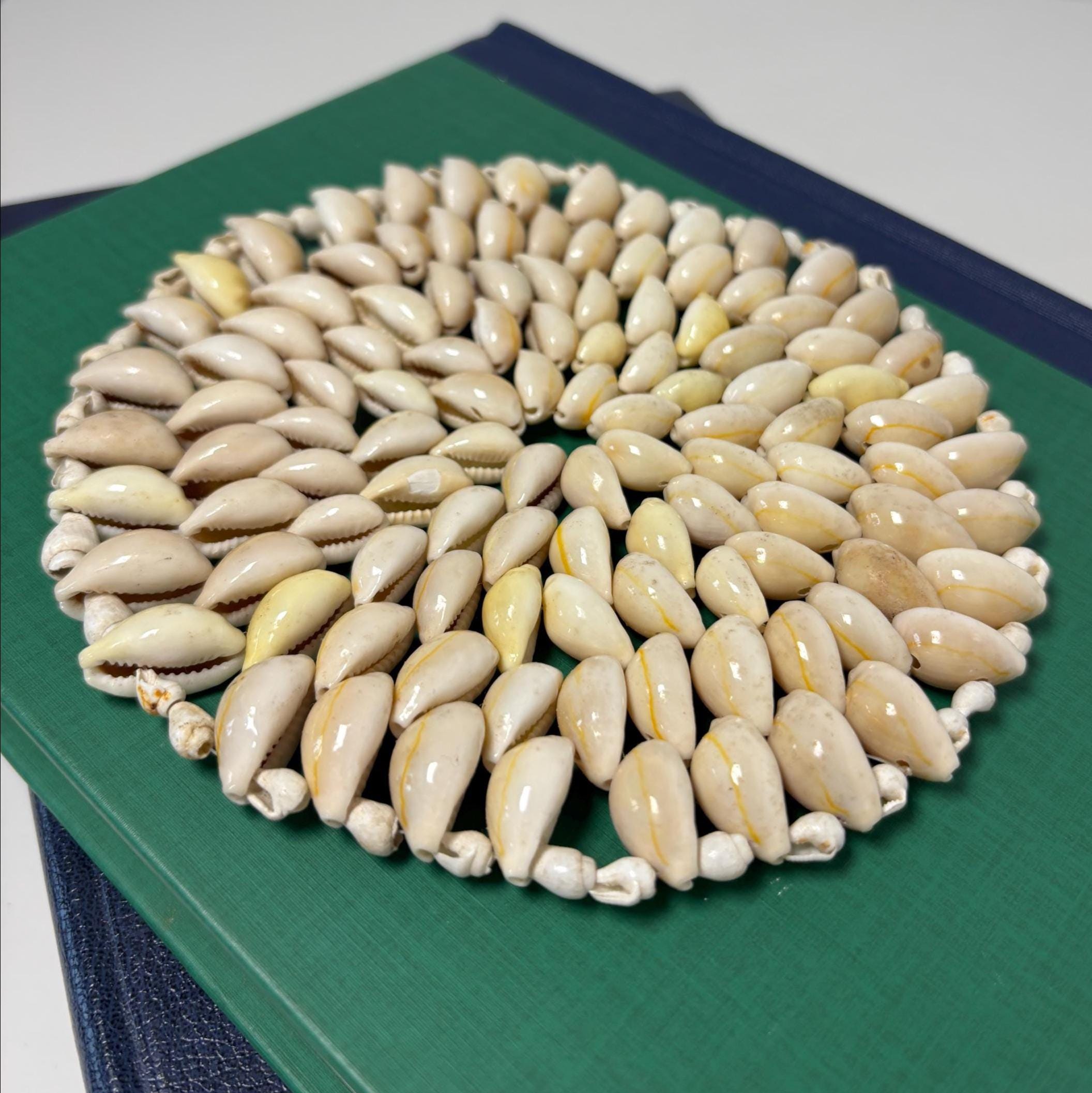 Vintage Cowrie Shell Trivet, Natural Shell Table Mat, Coastal Boho Decor
