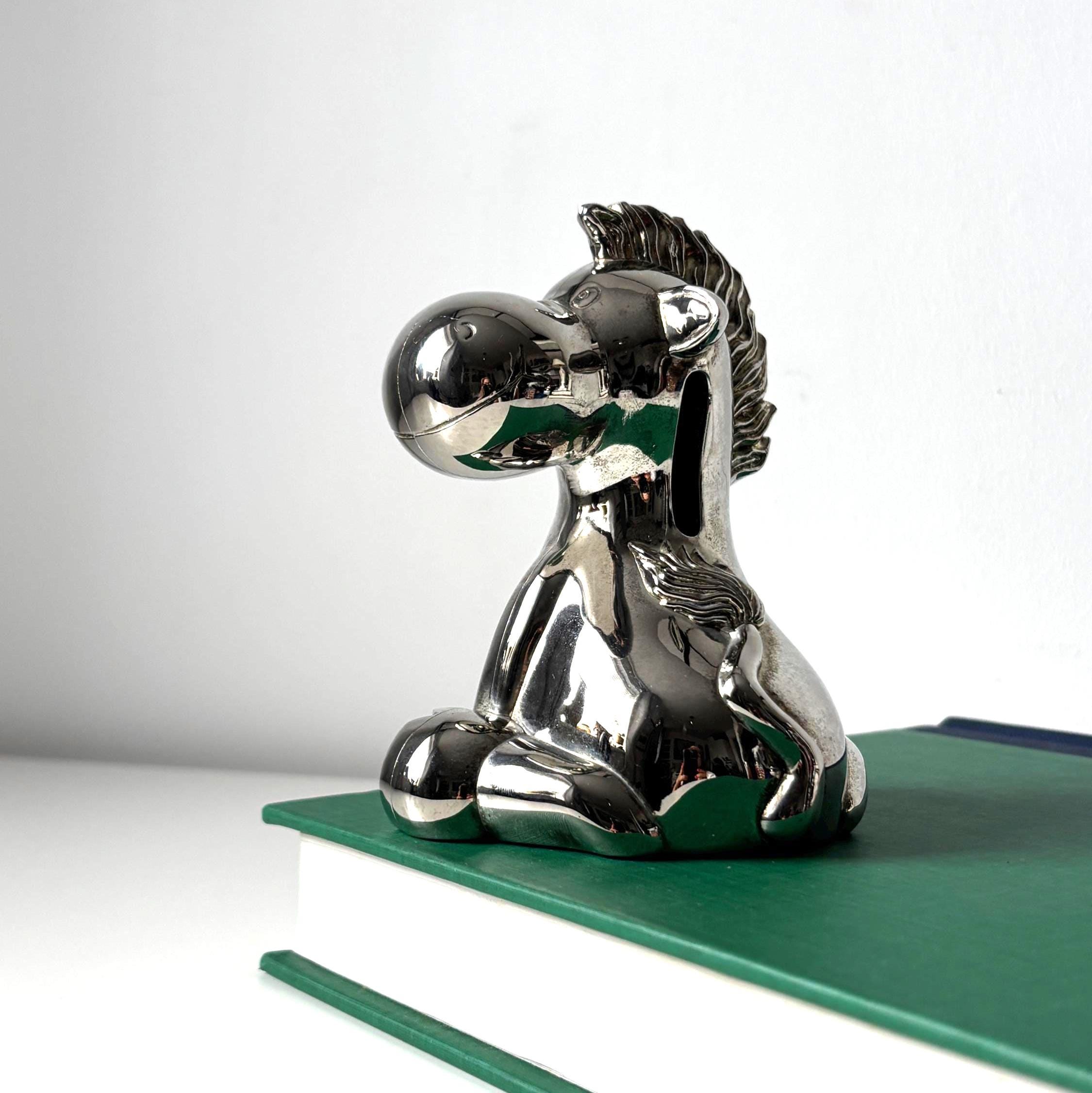 Vintage Silver Plated Horse Money Box Novelty Piggy Bank Animal Savings Ornament