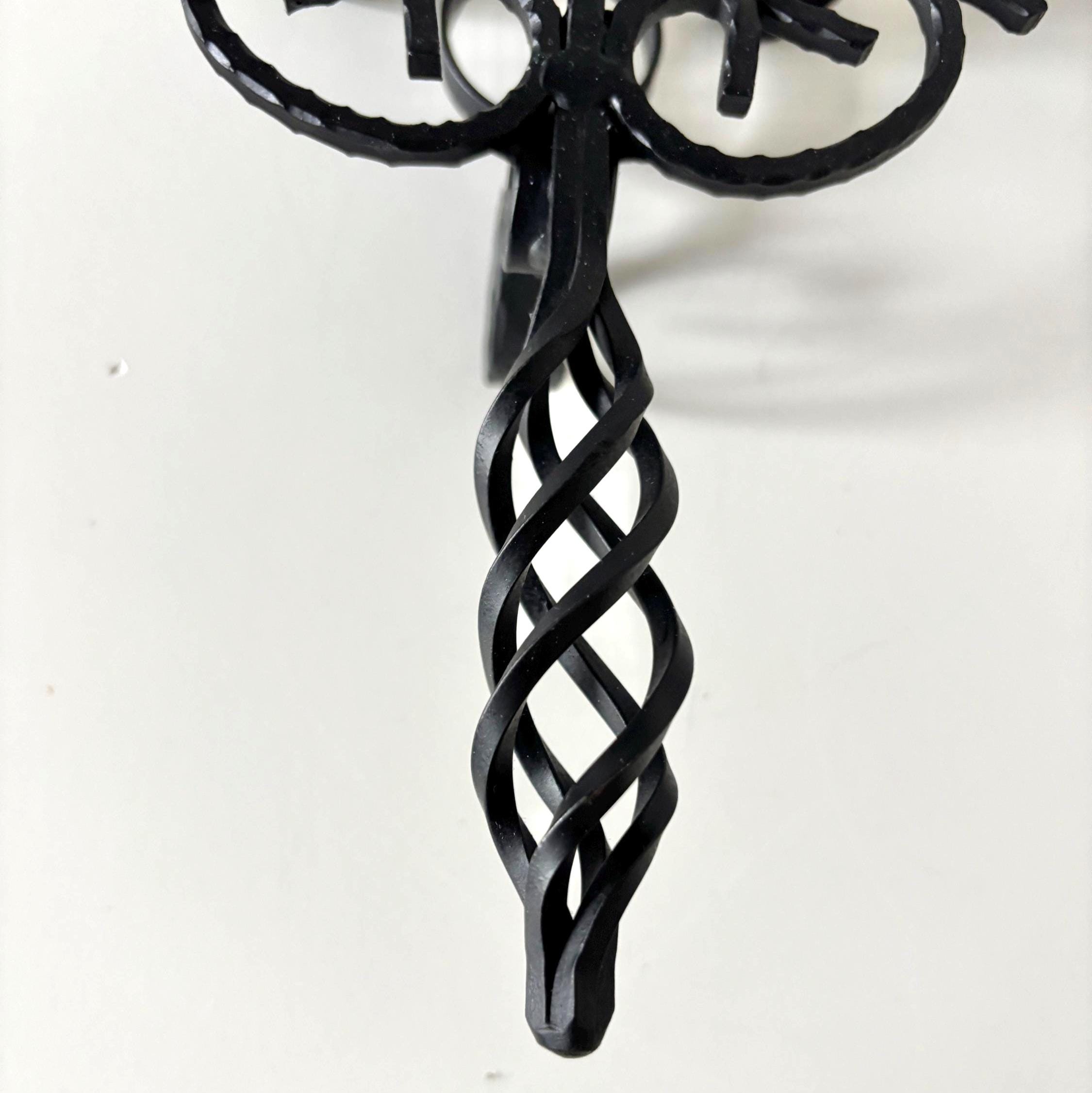 Vintage Wrought Iron Trivet Stand with Twisted Handle, Rustic Candle or Pot Holder