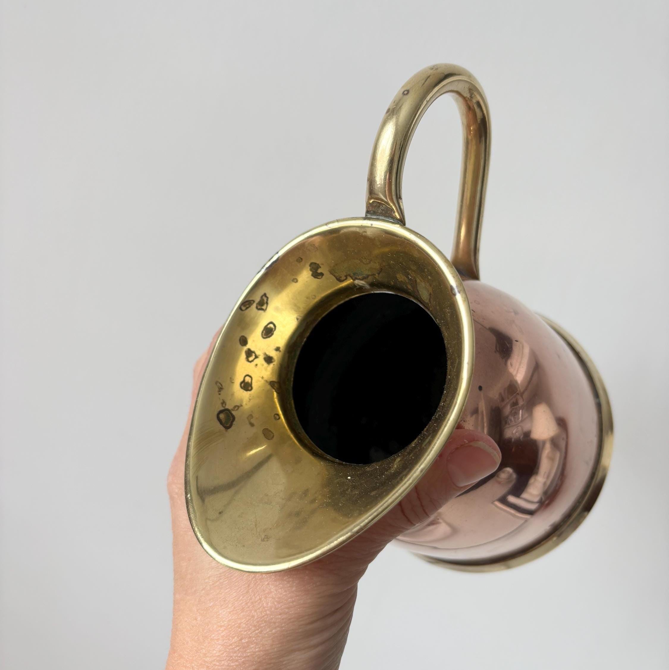 Vintage Copper and Brass Jug Rustic Farmhouse Pitcher Cottage Kitchen Decorative Metal Vase