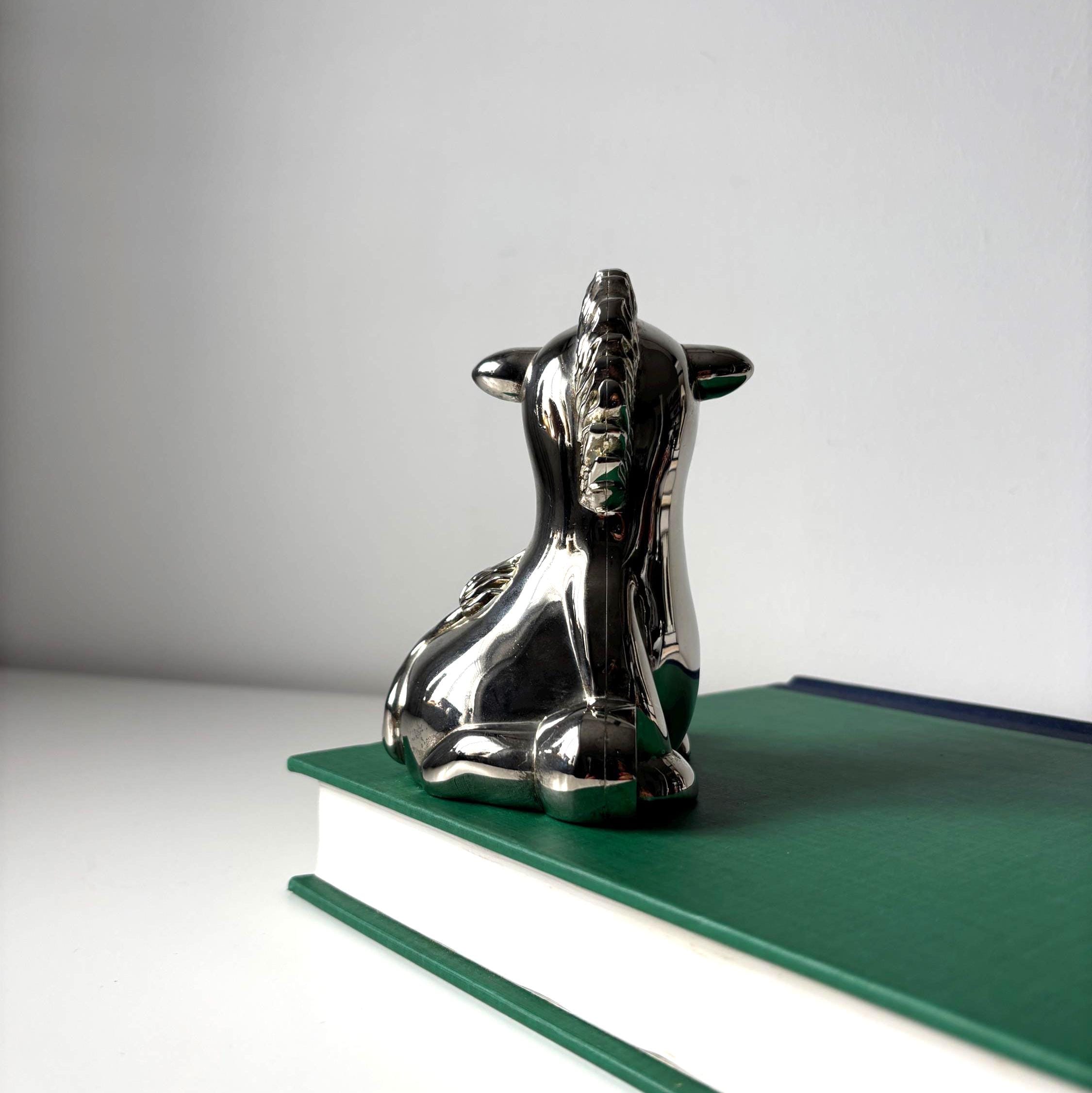 Vintage Silver Plated Horse Money Box Novelty Piggy Bank Animal Savings Ornament