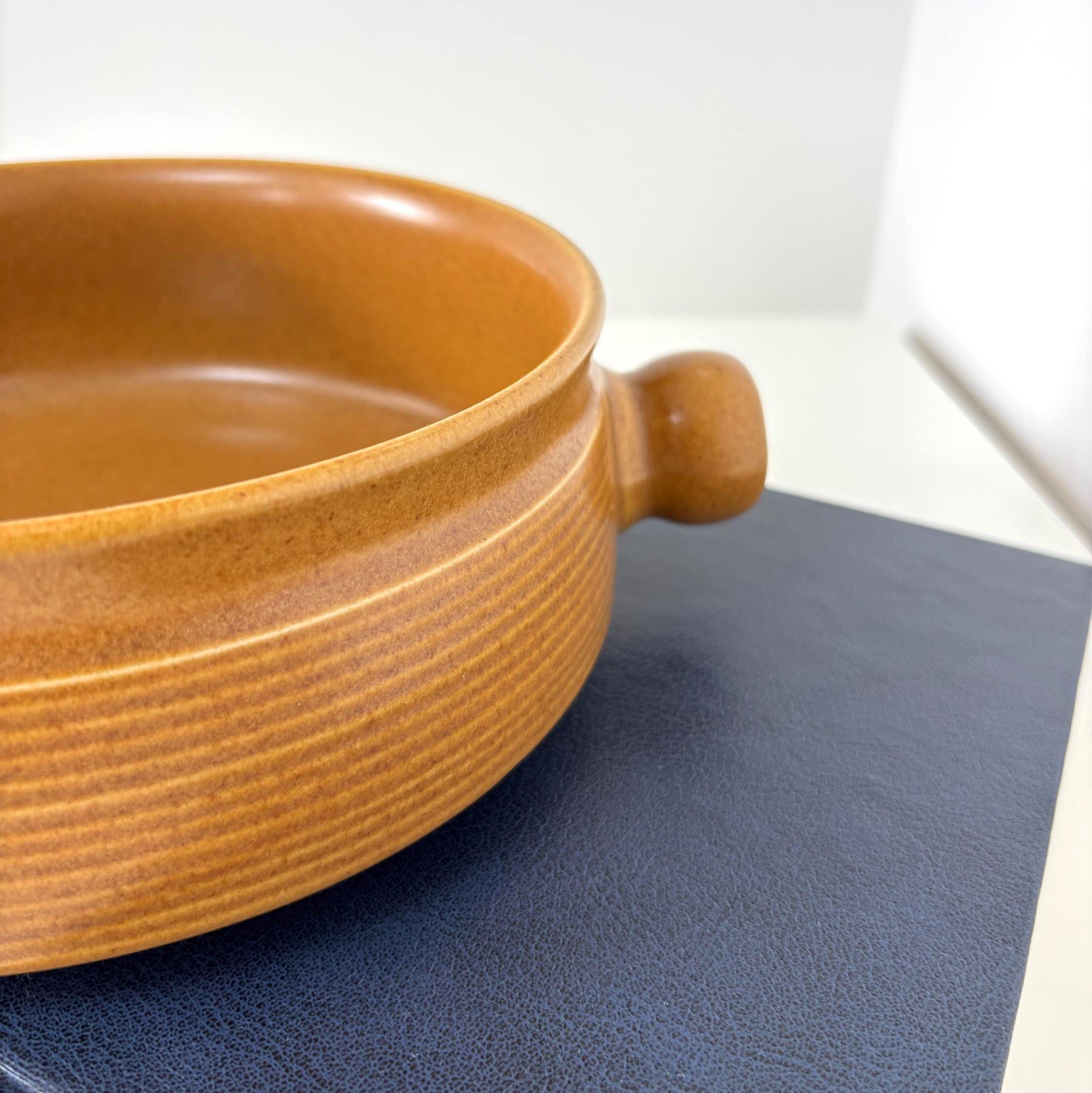 Vintage Denby Langley Canterbury Stoneware Serving Dish Brown Ribbed Mid Century Casserole Bowl