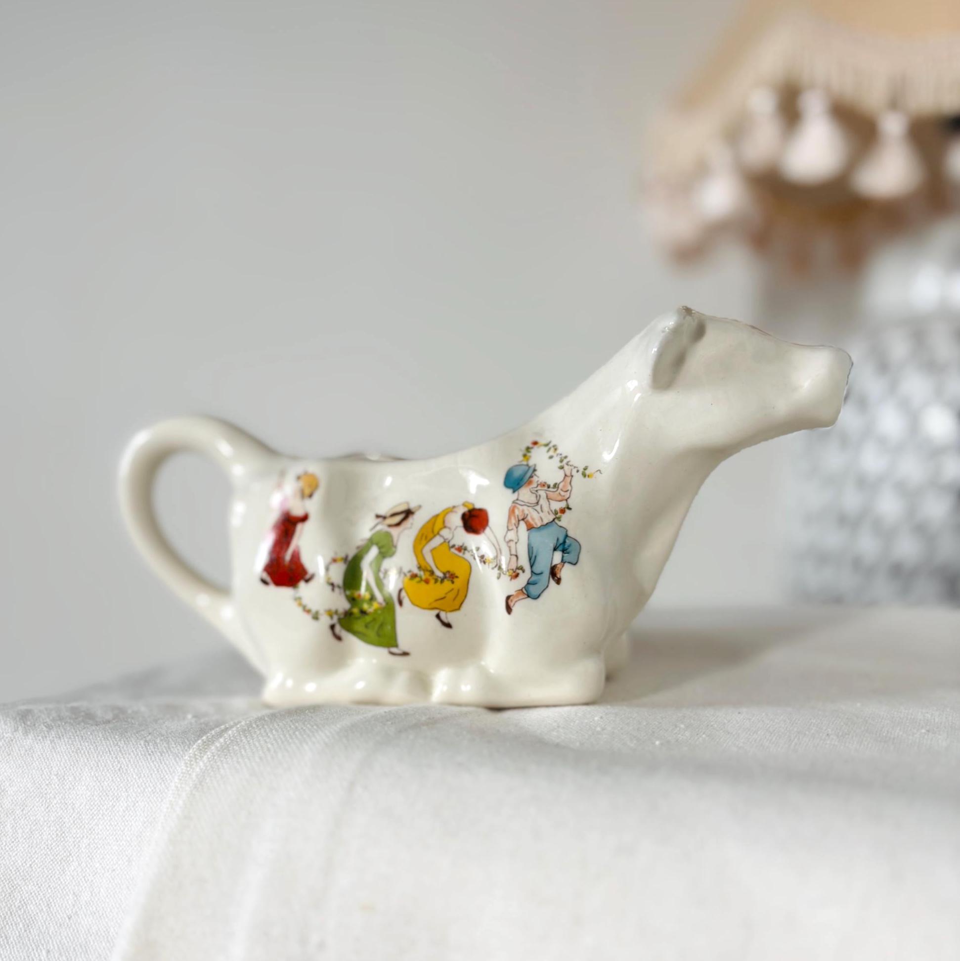 Vintage Crown Devon Cow Creamer Nursery Rhyme Milk Jug