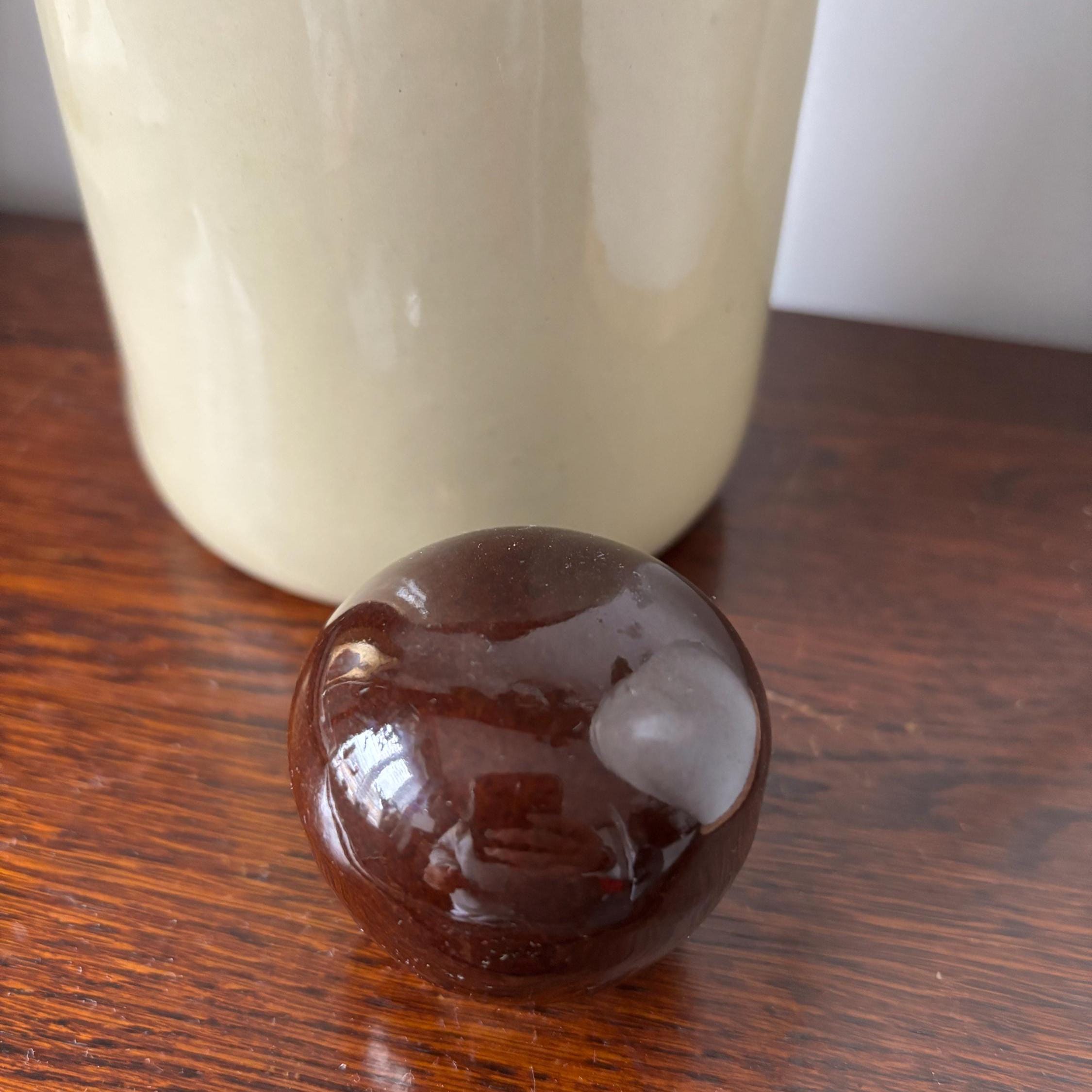 Vintage French Stoneware “Cuvée Spéciale” Bottle Decanter with Cork Stopper, Two-Tone Glaze