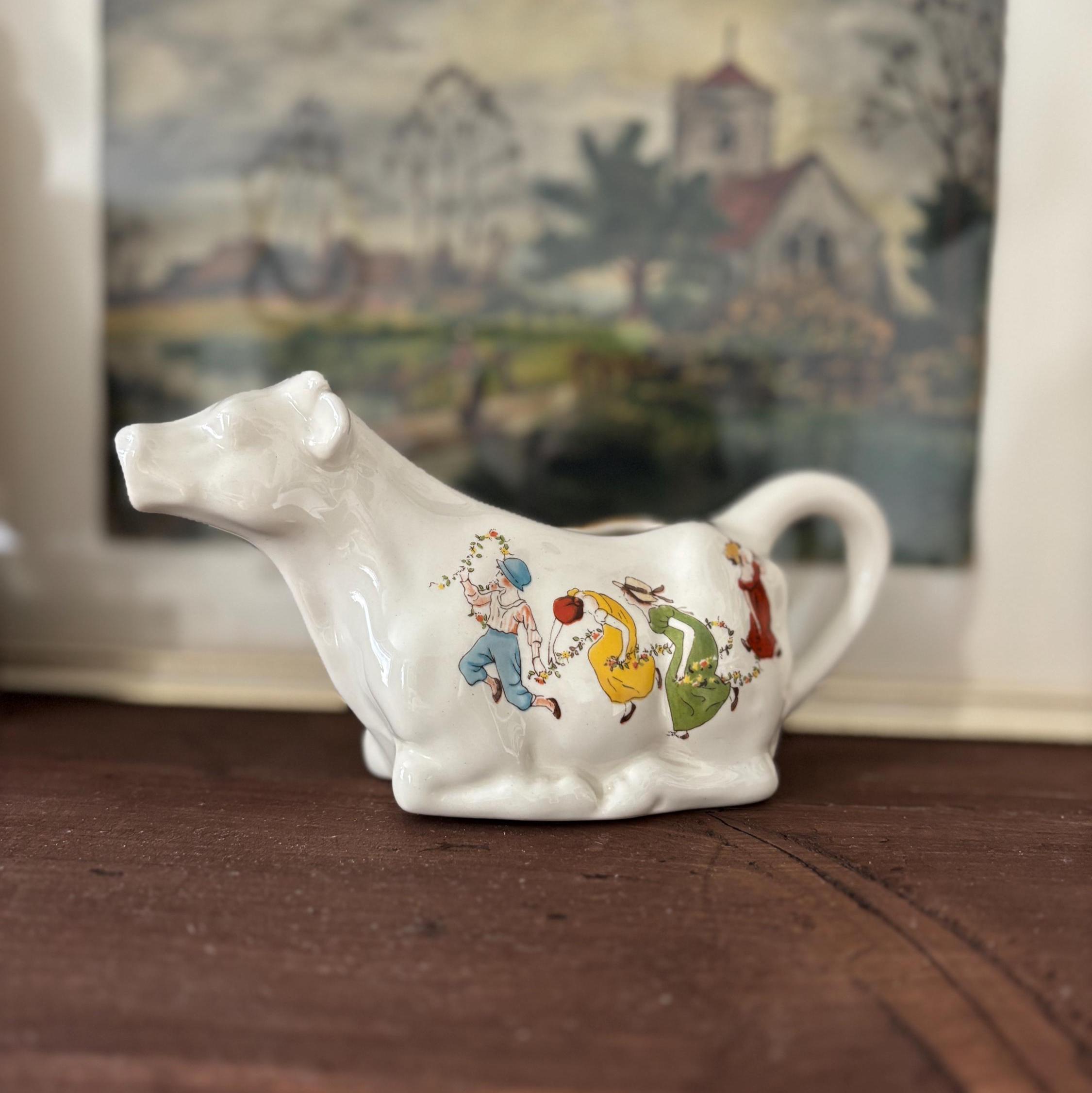 Vintage Crown Devon Cow Creamer Nursery Rhyme Milk Jug