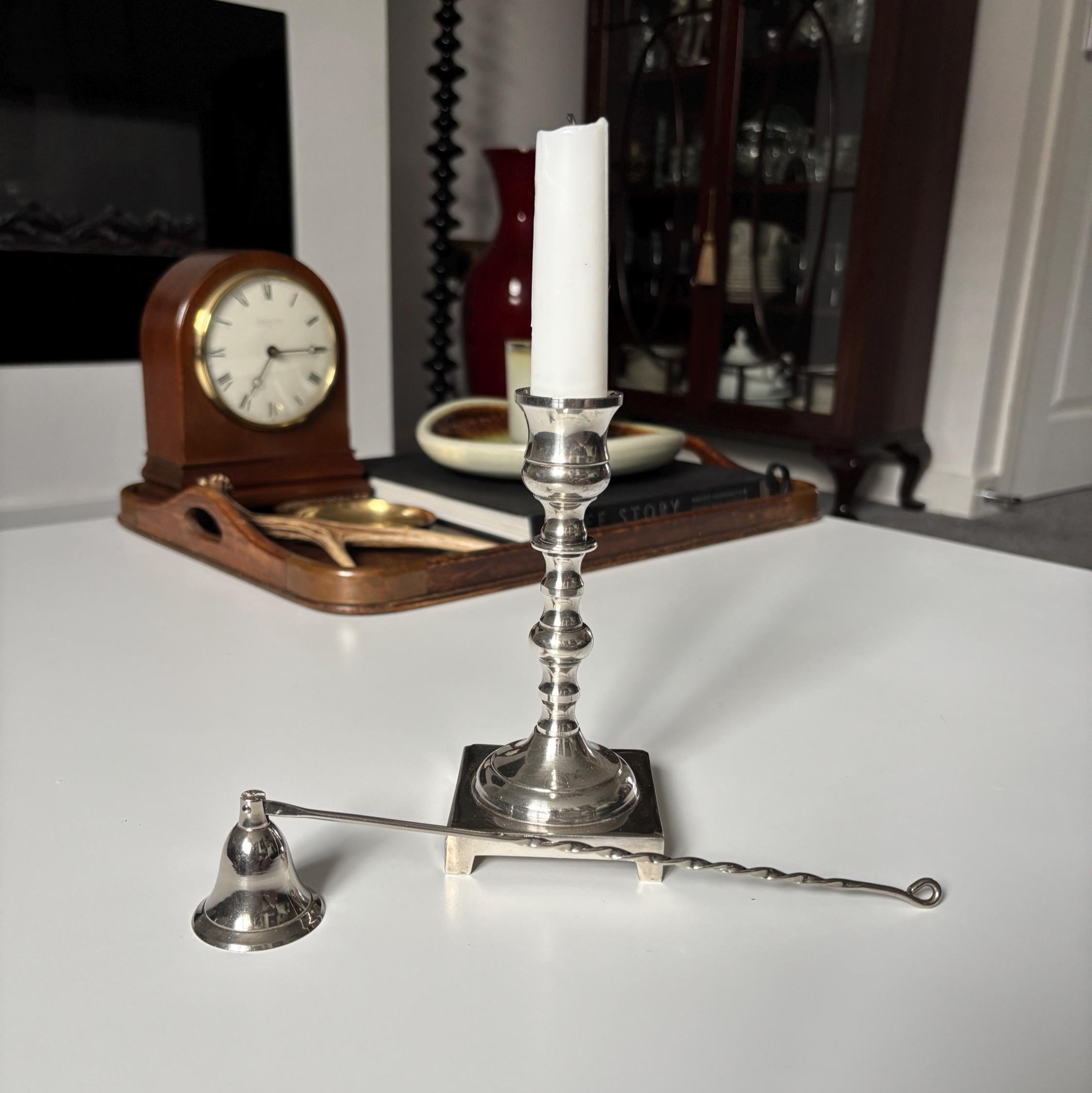 Vintage Silver Plate Candle Snuffer with Twisted Handle | Traditional Candle Extinguisher | Elegant Home Decor