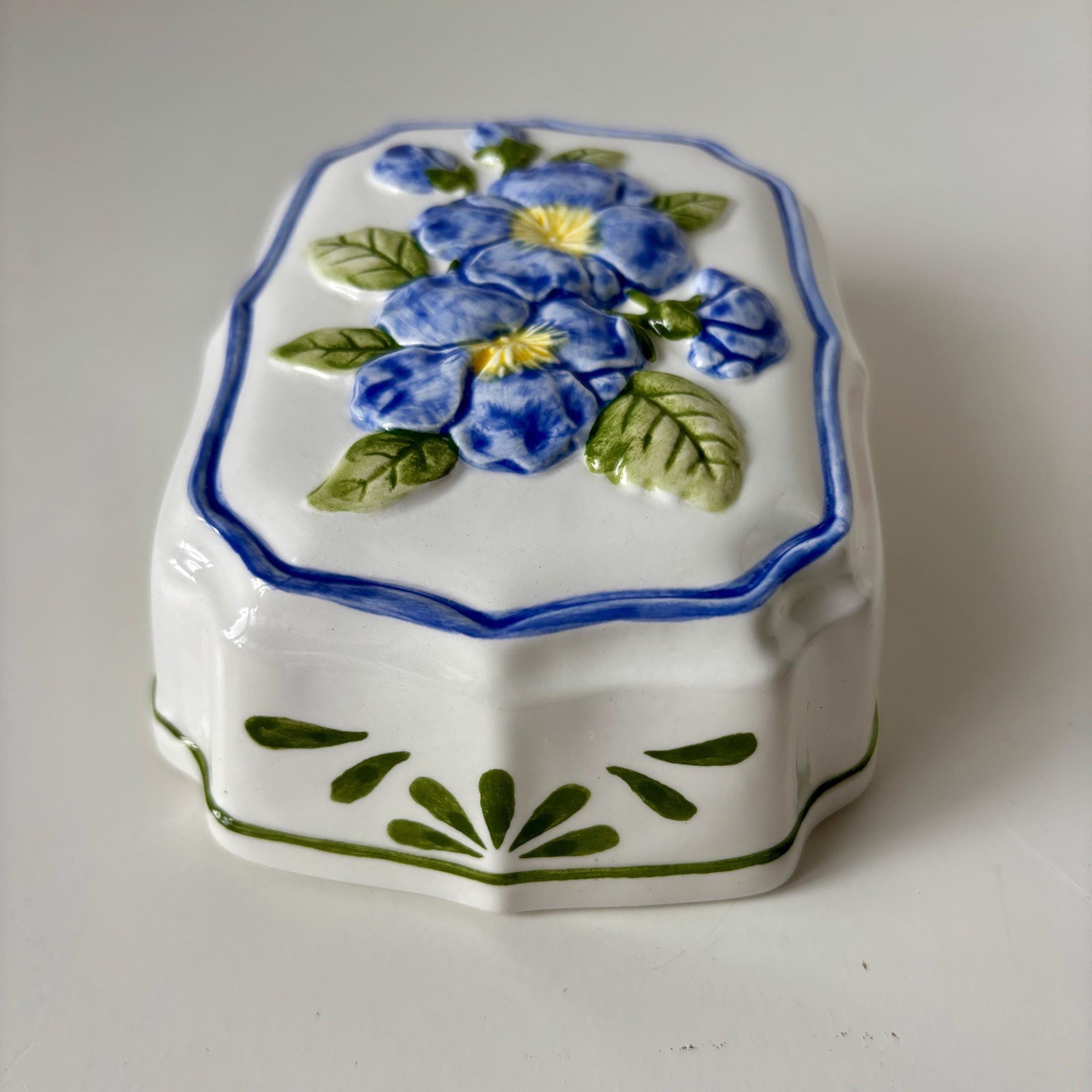 Vintage Floral Ceramic Jelly Moulds, Cottage Kitchen Wall Decor, Set of 3