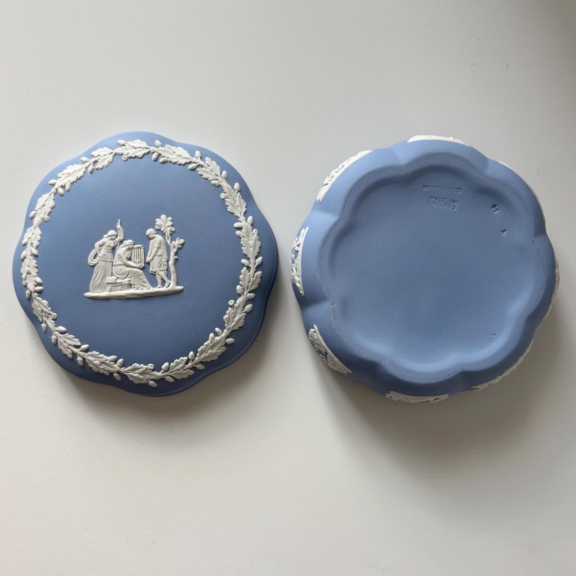 Wedgwood Jasperware Blue Trinket Box Vintage Jewellery Box Made in England