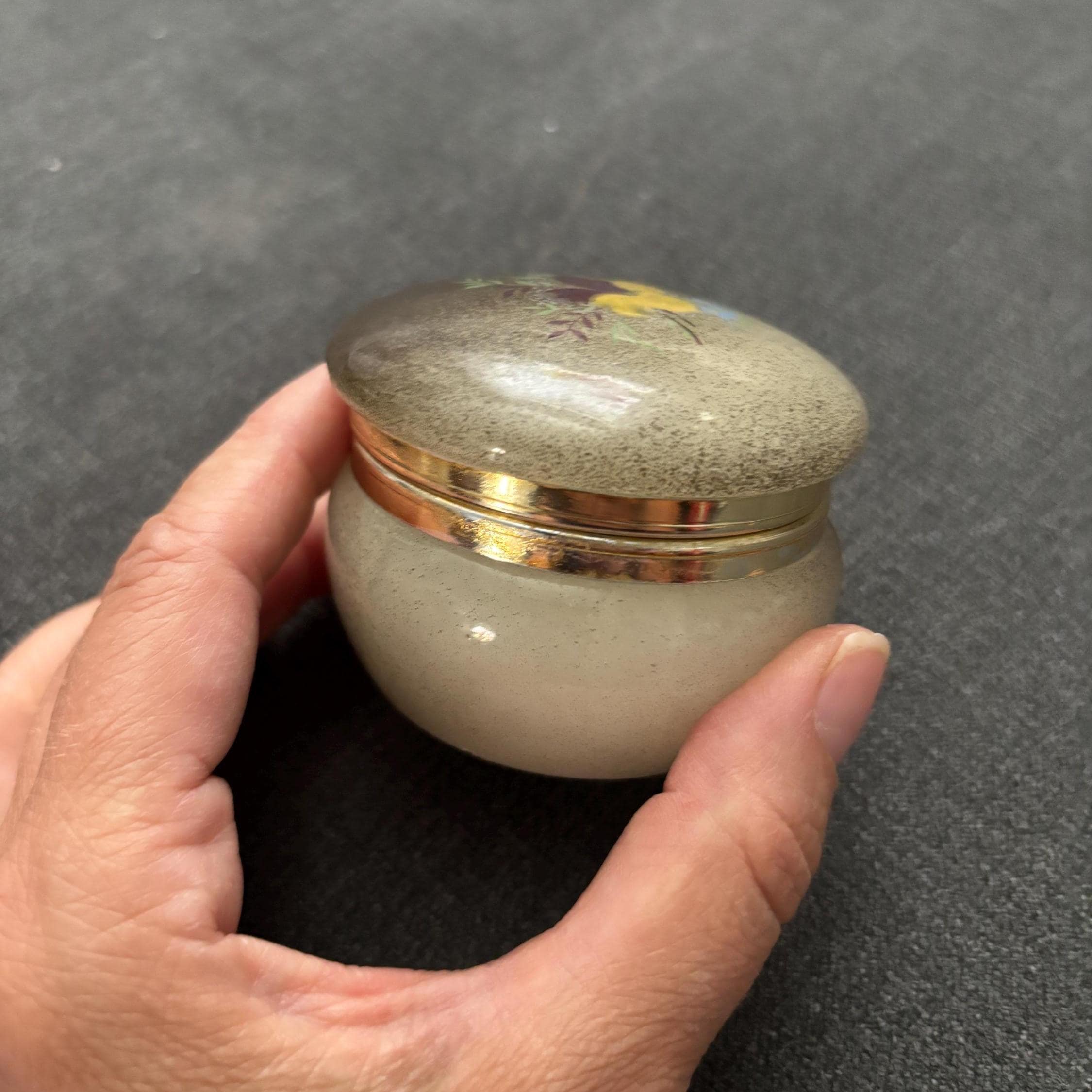Vintage Alabaster Trinket Box: Floral Design, Italian Stone, 70s Decor