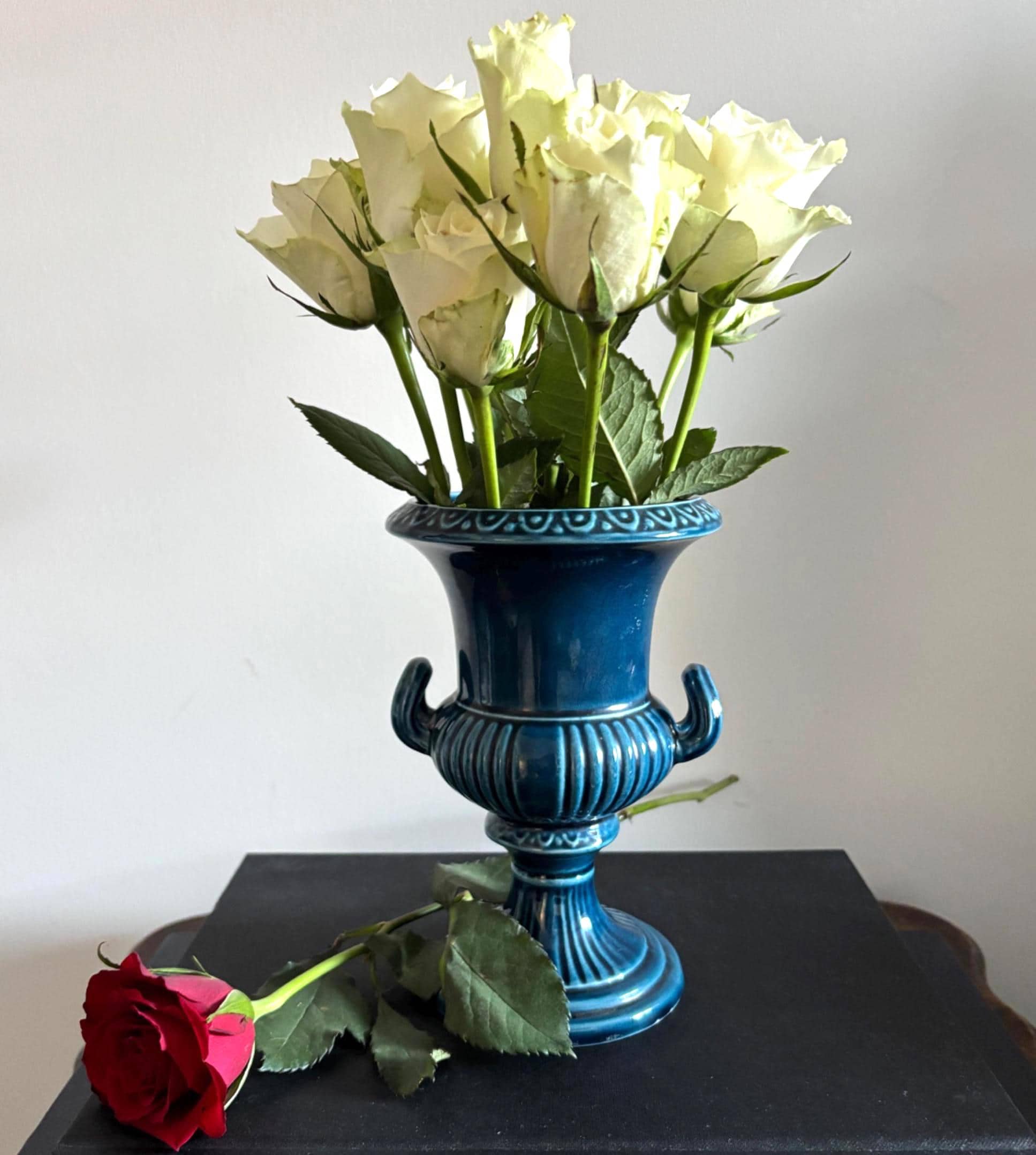 Vintage Dartmouth Pottery Blue Urn Vase: Mid-Century English Ceramic