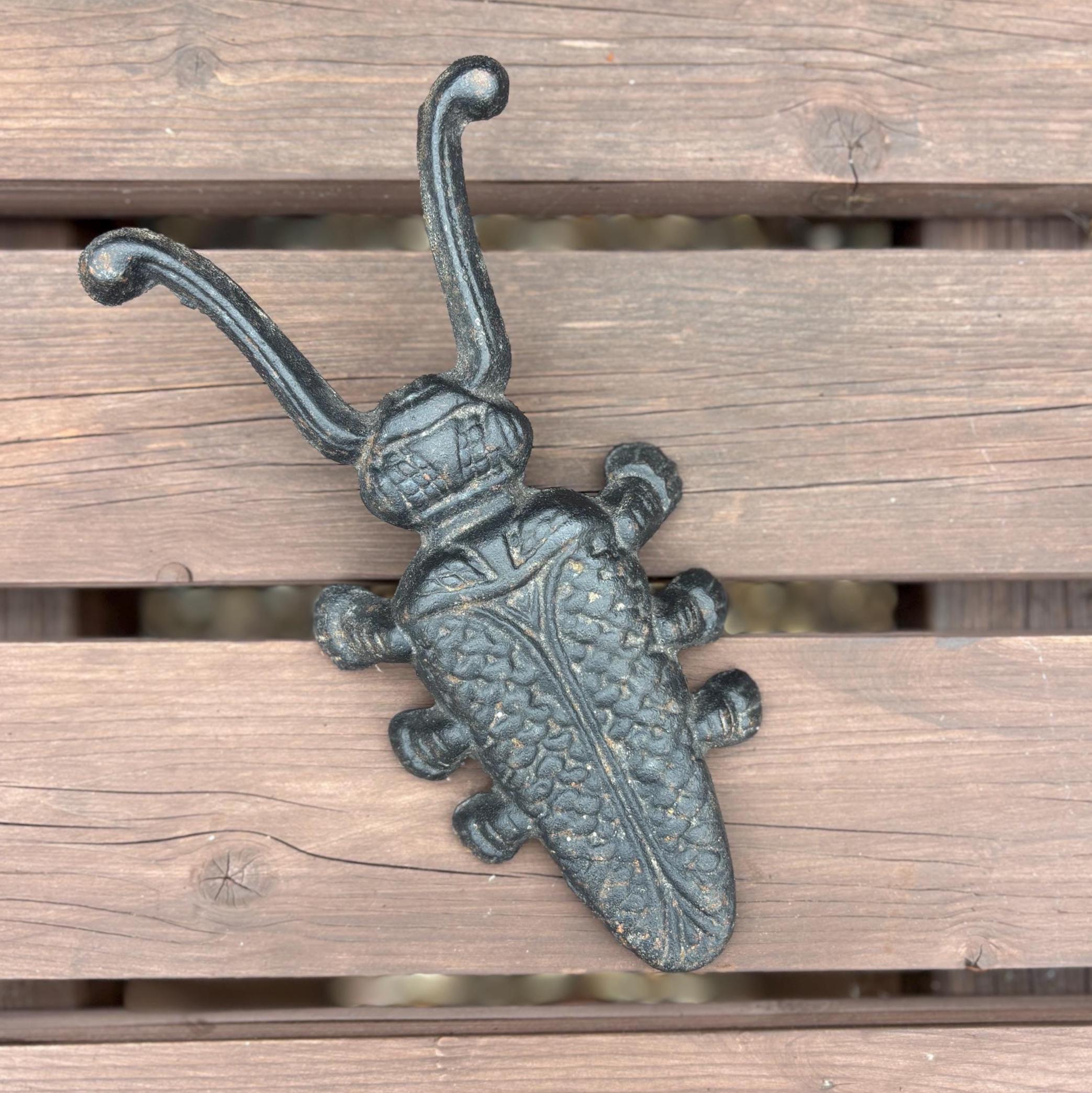 Vintage Cast Iron Beetle Boot Jack Rustic Garden Decor Doorstop Farmhouse Style