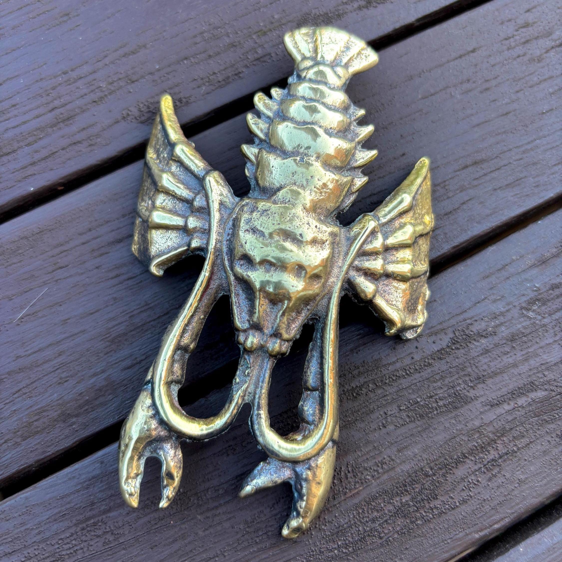 Vintage Brass Lobster Figurine Solid Brass Nautical Coastal Decor Beach House Ornament
