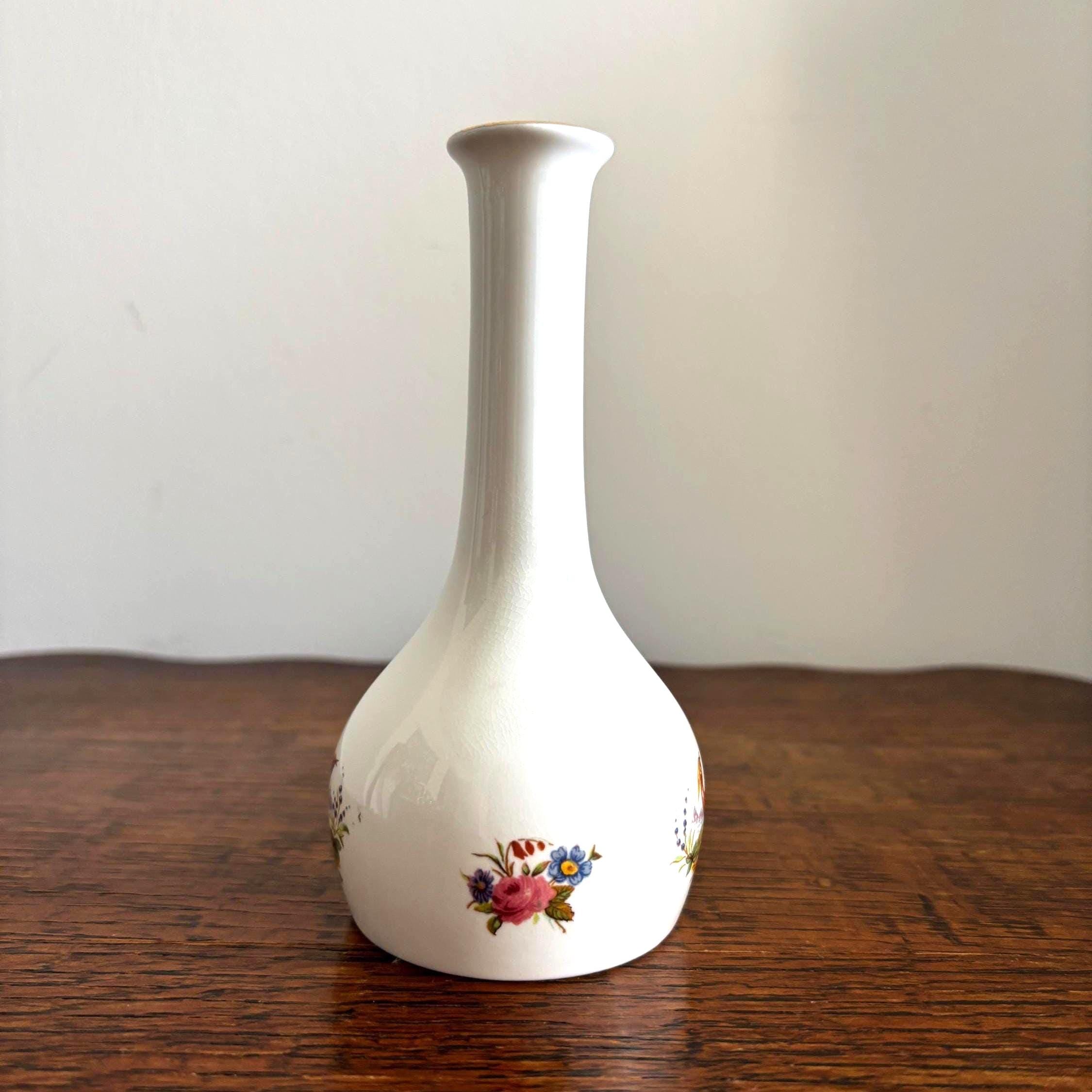 Vintage Crown Staffordshire Bud Vase: Exotic Bird & Floral Bone China