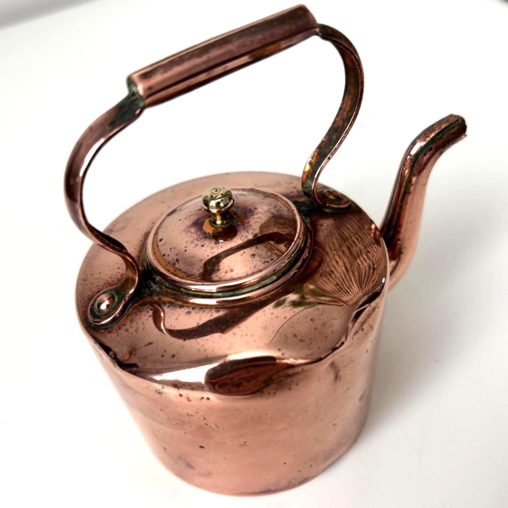 Vintage Mini Copper Kettle Brass Accents Widecombe Teapot Cottage Core Kitchen Decor Collectible